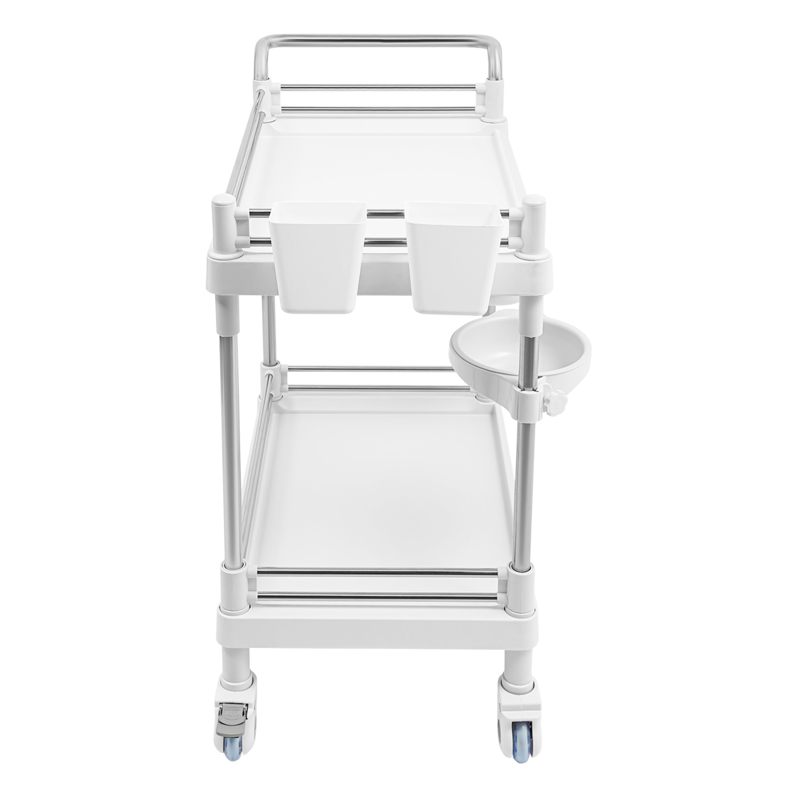 2 Tiers Mobile Utility Cart Set Rolling Medical Trolley Kits for Beauty Salon