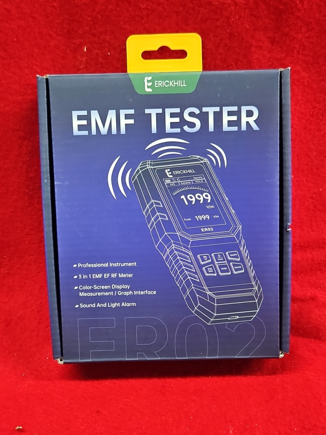 ERICKHILL EMF Meter,3-in-1Rechargeable Digital Electromagnetic Field Radiatio...