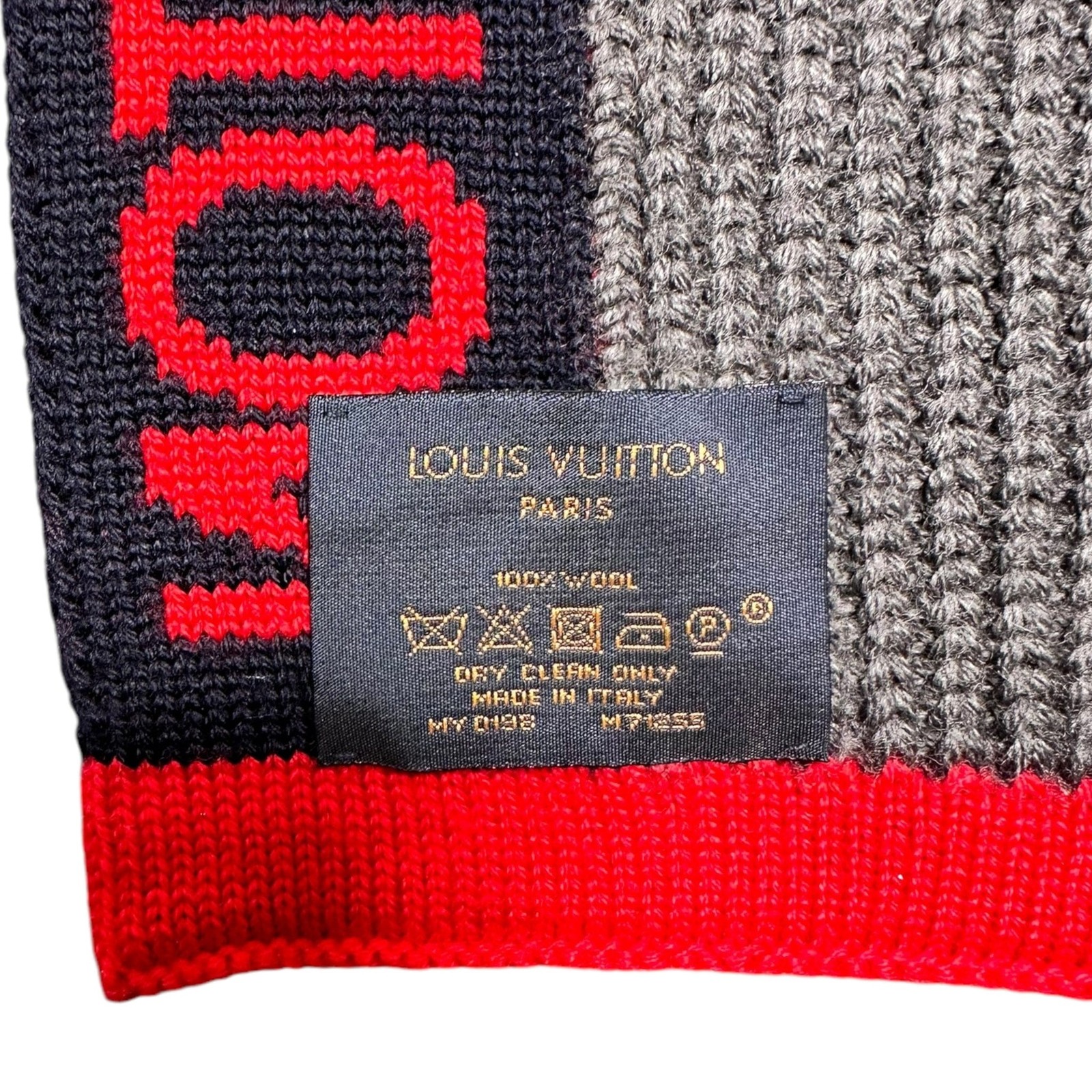 Louis Vuitton Generation Wool Scarf Grey Red