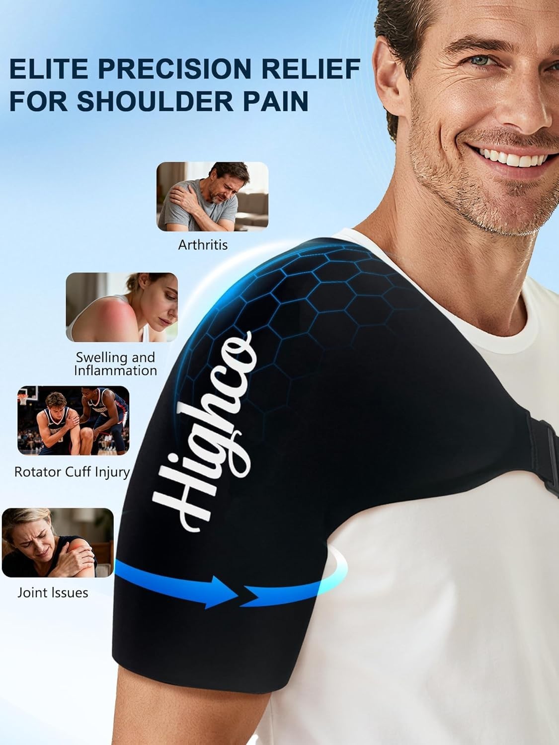 Shoulder Ice Pack Wrap for Rotator Cuff and Arm,Reusable Compression Cold Bra...