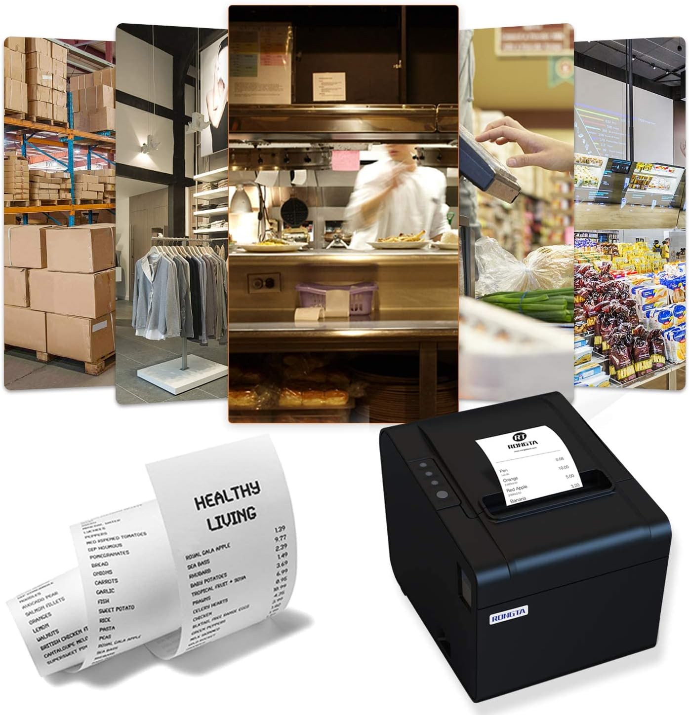 80mm USB Thermal Receipt Printer with Auto Cutter for Windows/Mac/Linux