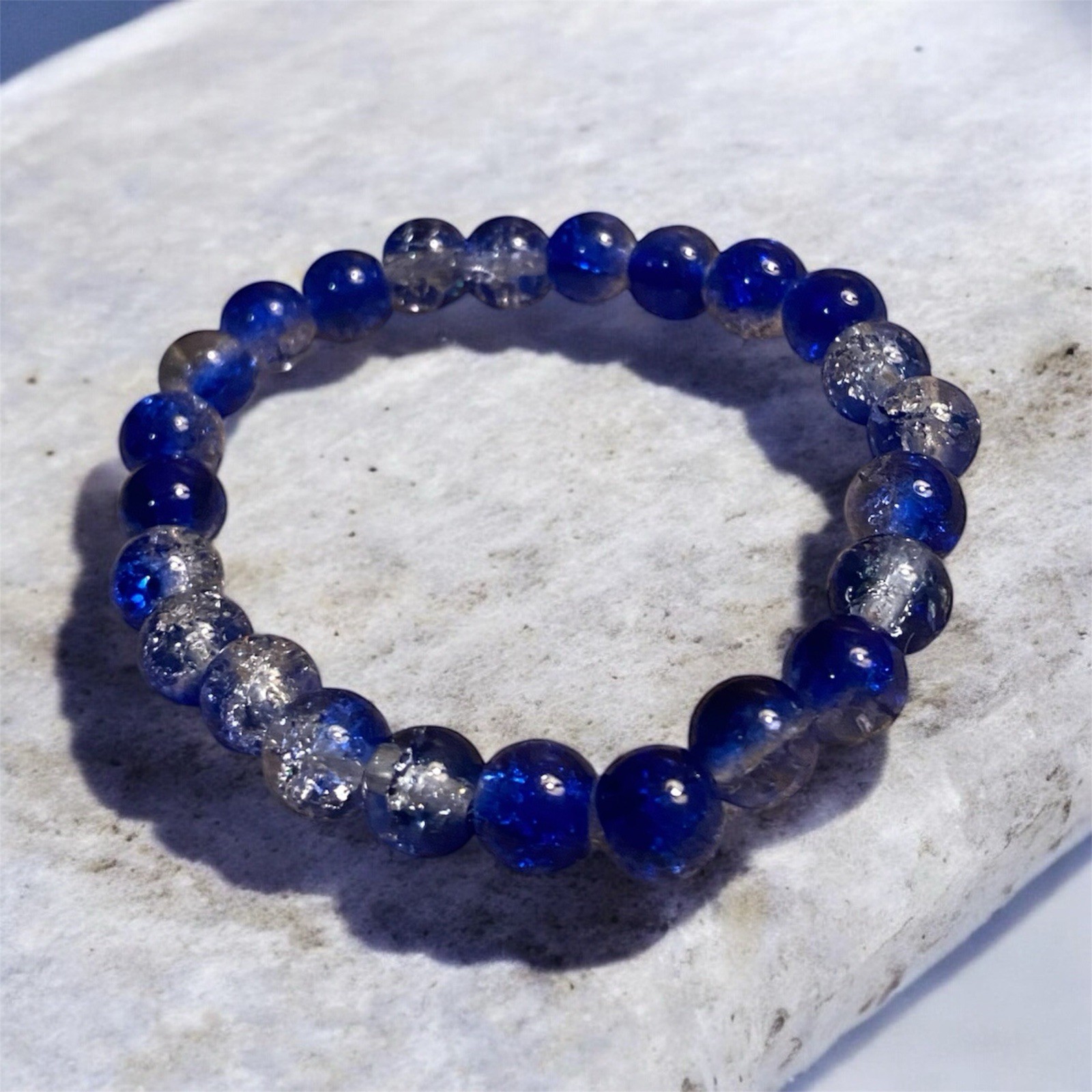 Blue glass bead bracelet