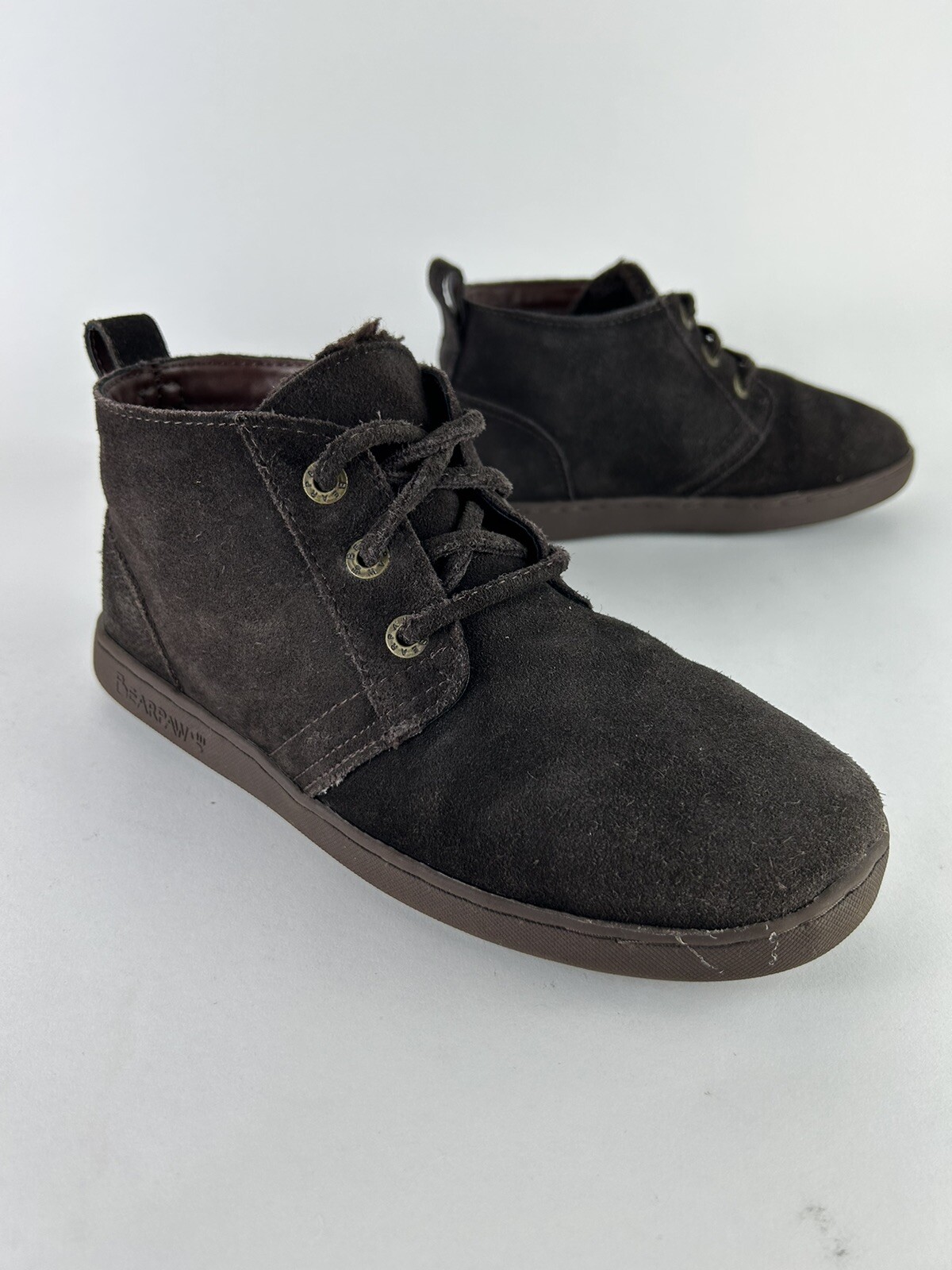 BEARPAWS BROWN BRANSON SIZE MENS 9 SHERPA LINED MID BOOTS SUEDE