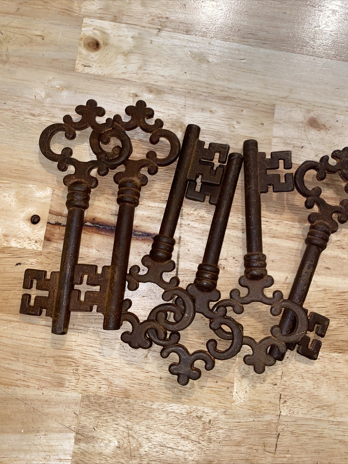 Victorian Key Set Lot x6 Keys Master Door Iron Skeleton Church Collector Patina!