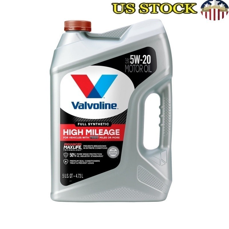 Full Synthetic High Mileage Motor Oil 5W20 MaxLife Engine Protection 75K Miles