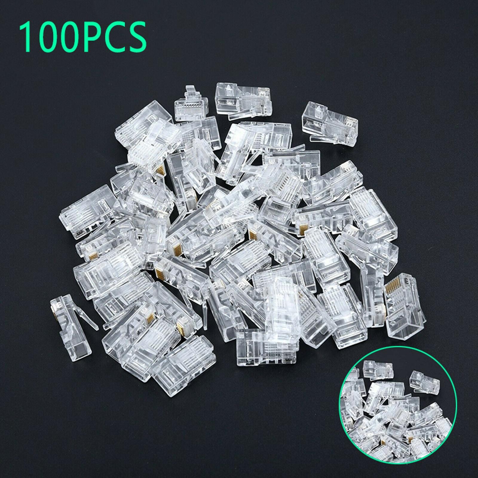 100PCS RJ45 Network Modular Plug 8P8C CAT5e Cable Connector End Pass Through