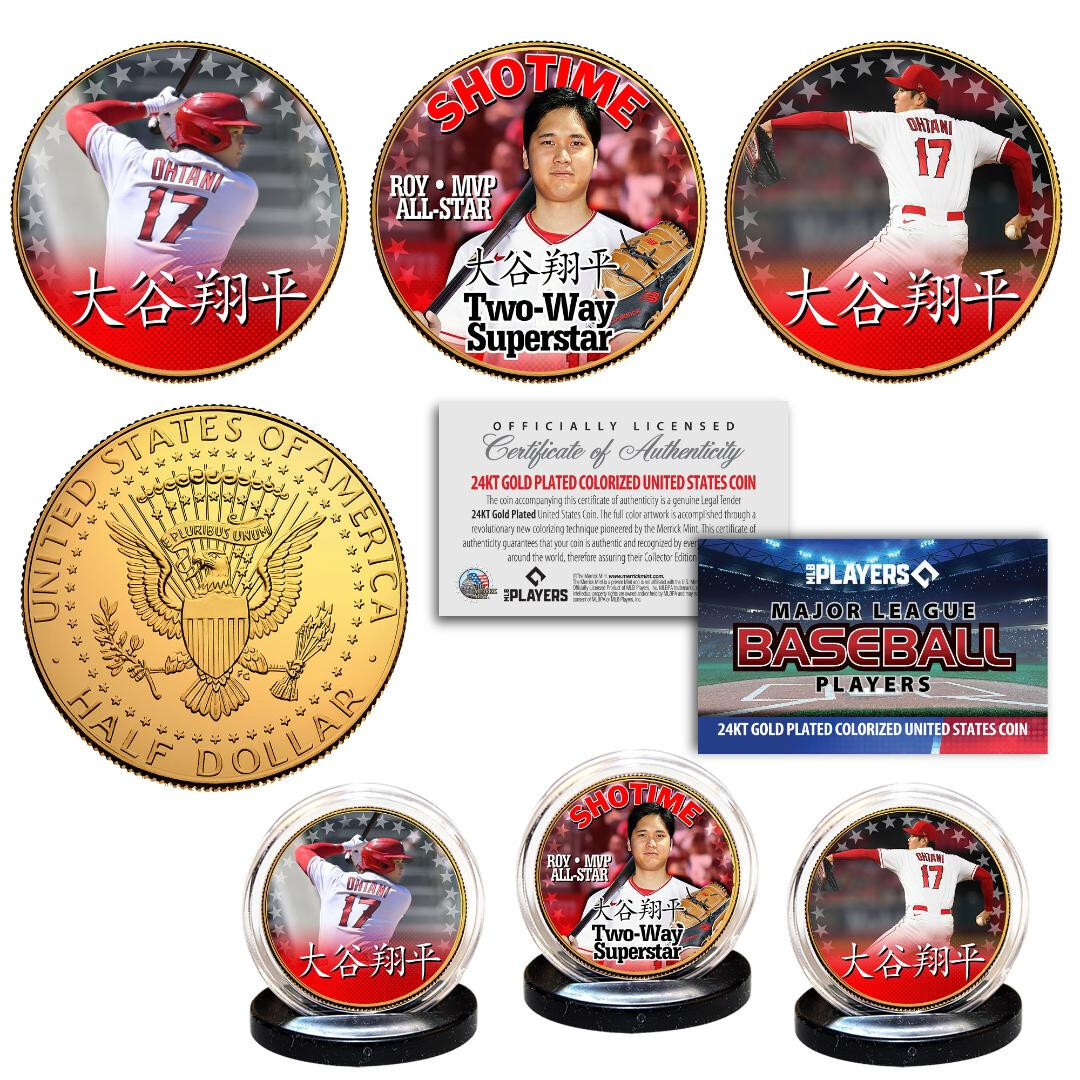 SHOHEI OHTANI Licensed 24K Gold  JFK Half Dollar U.S. 3-Coin - Japanese Version