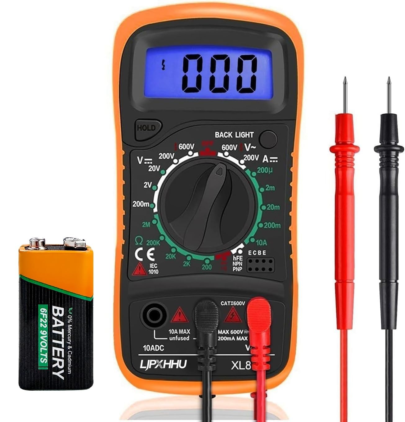Digital Multimeter Voltmeter Battery Voltage Multi Tester Continuity Ohm Volt...
