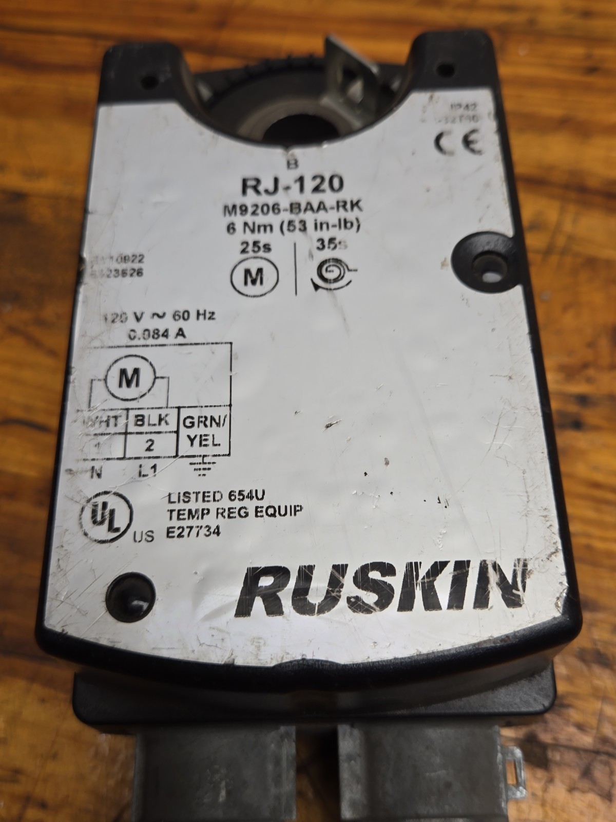 Ruskin RJ-120 electric spring return actu