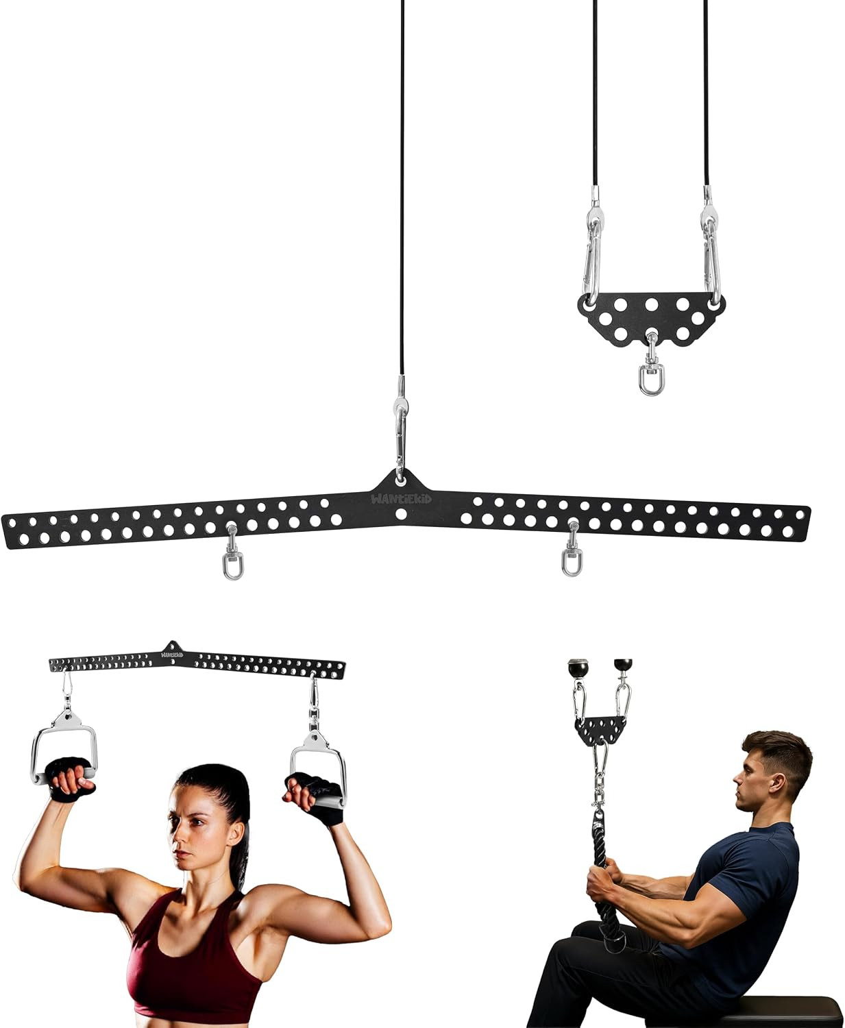 Multi-Grip LAT Pull down Bar, Neutral Wide Cable Machine Attachment | Hardened P