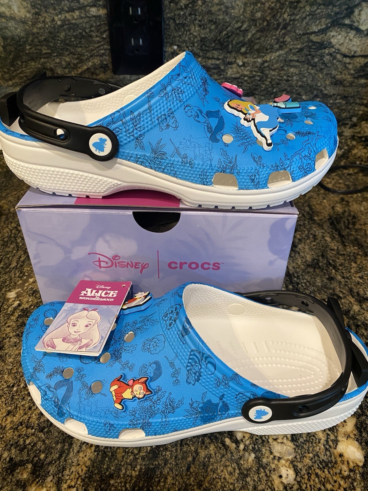 NEW Womens Crocs Alice in Wonderland Classic Clog Shoes, size 11 (also mens 9)