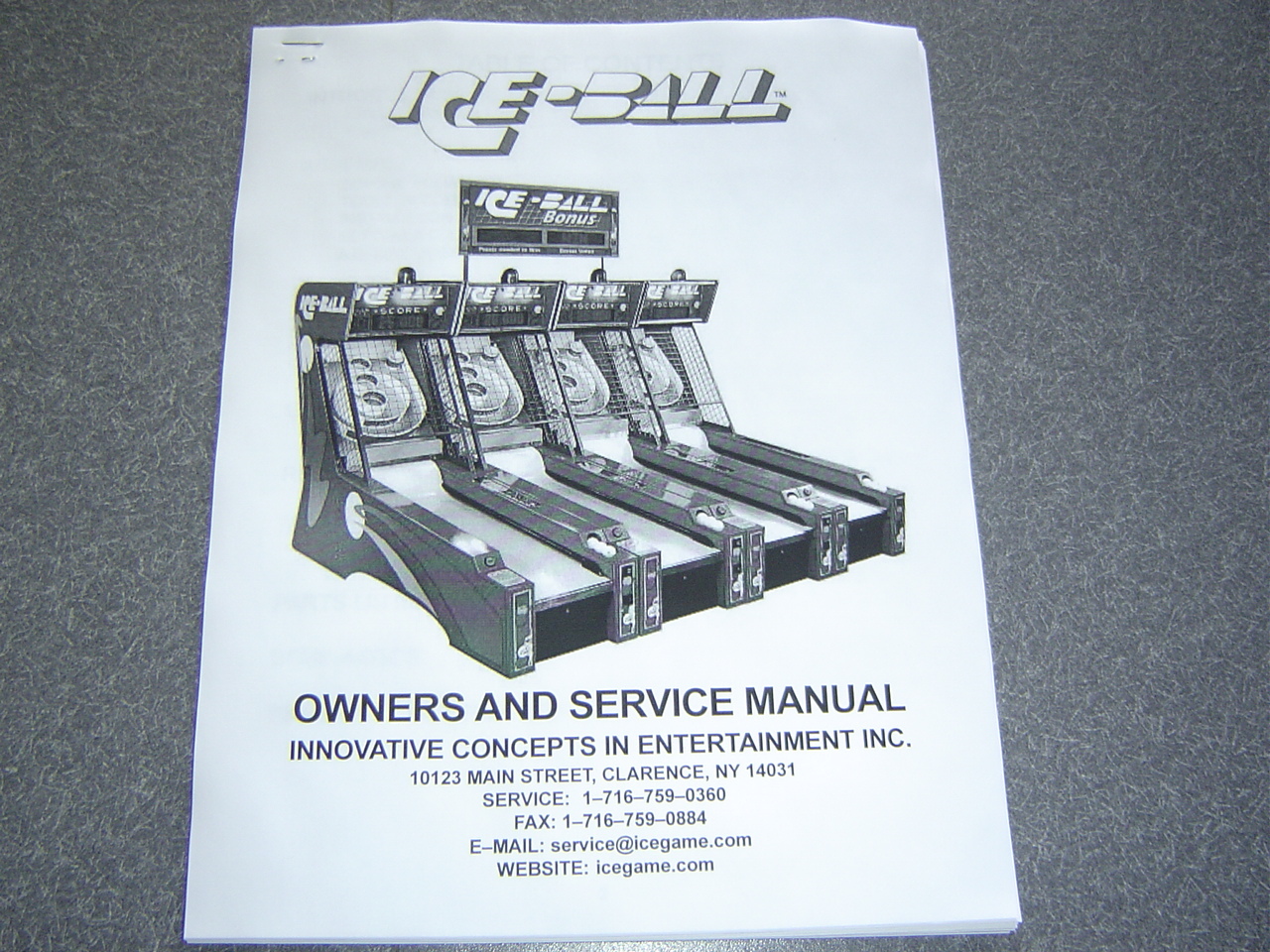 ICE BALL Owners and Service Manual ( Skee Ball )  "Similar" To See Ball Game