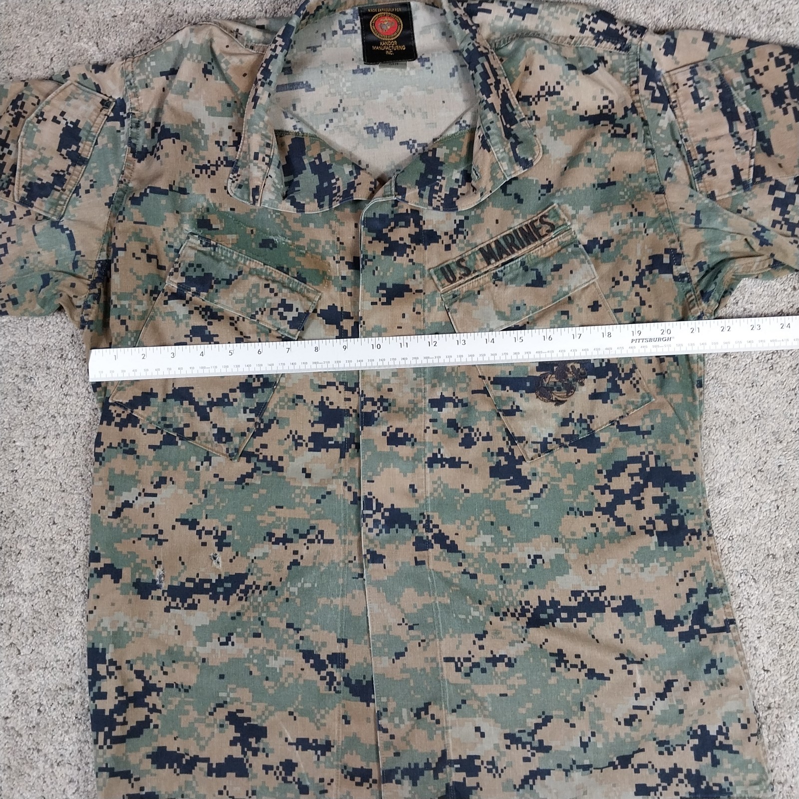 USMC Uniform Shirt Medium Button Up Digital Cam Long Sleeve Kandor Marines