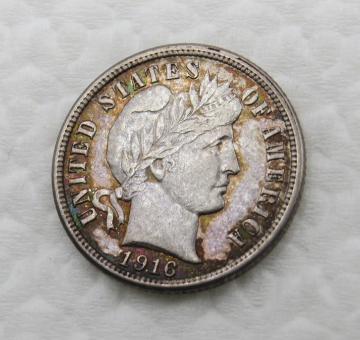 1916 P Barber Dime - AU/Uncirculated - Beautiful Toning! - Lots of Luster!