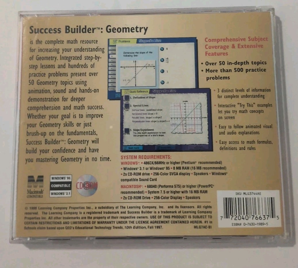Success Builder PC The Learning Company Algebra 1 PC CD ROM B21