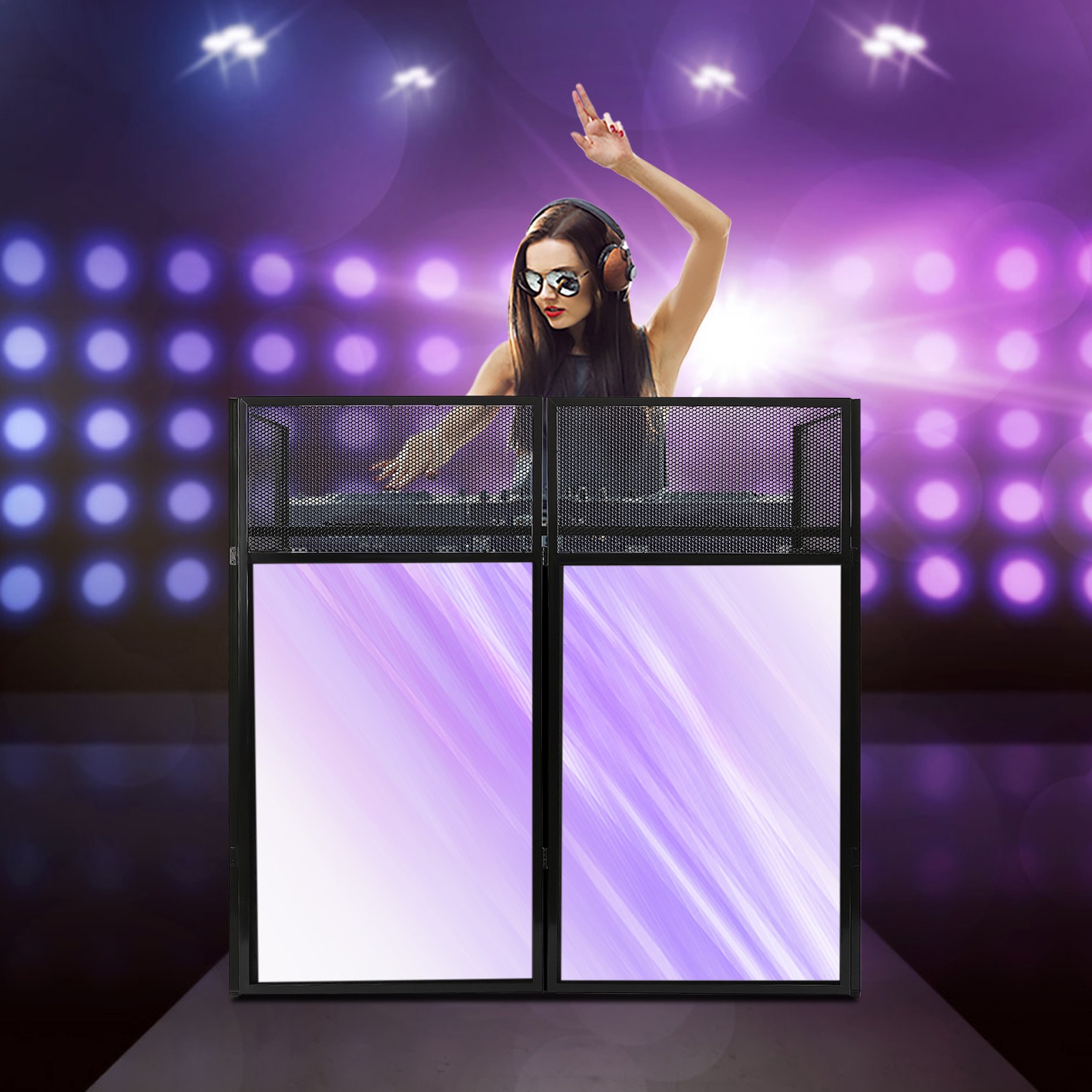 Rolling DJ Display Stand DJ Event Booth Facade Portable DJ Facade Booth Table