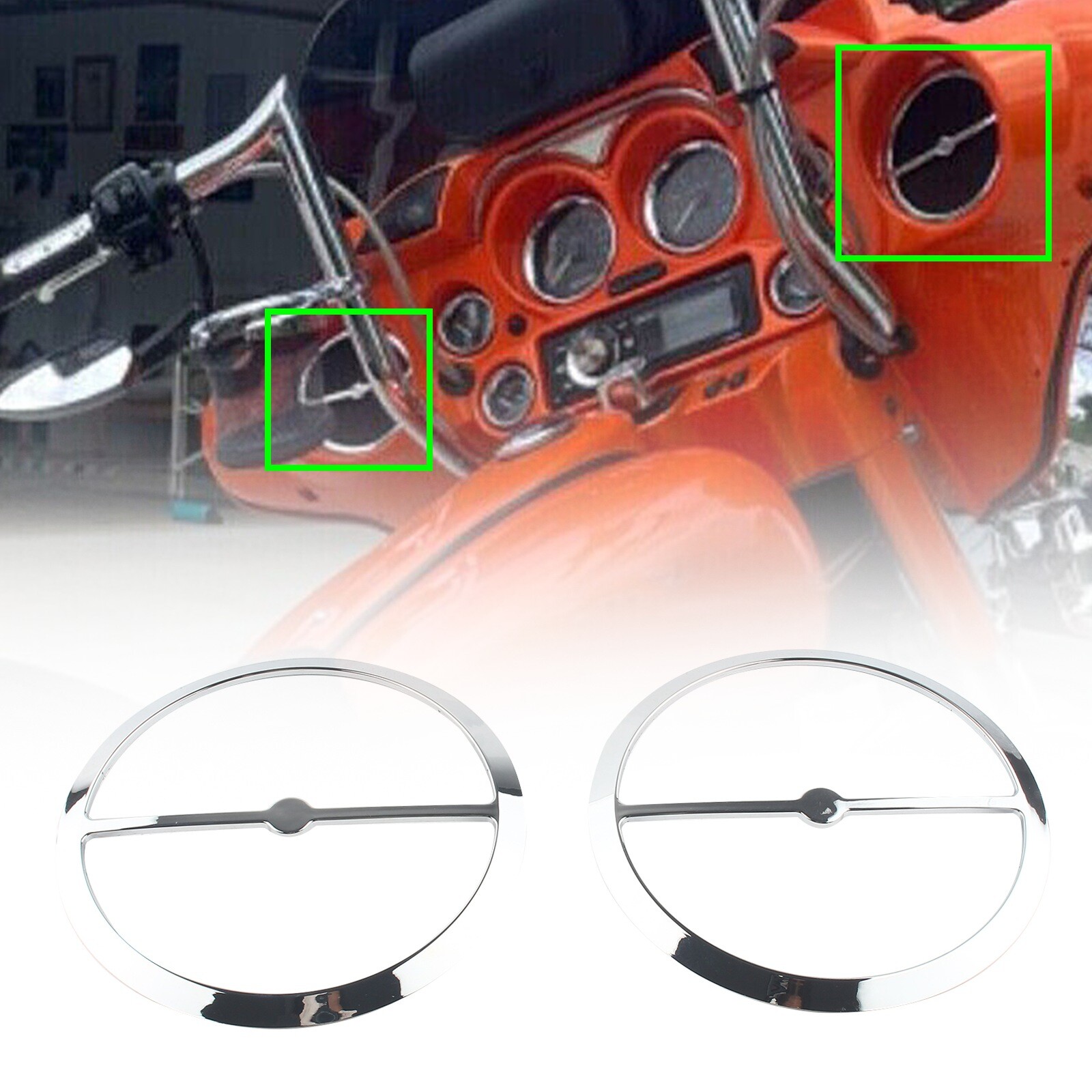 Chrome Front Speaker Grill Cover Trim Ring For Harley Electra Street Glide 96-13