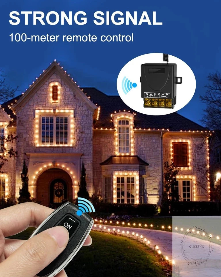 30A 12V Wireless Remote Control Switch Kit - Heavy Duty Relay with 2 Remotes