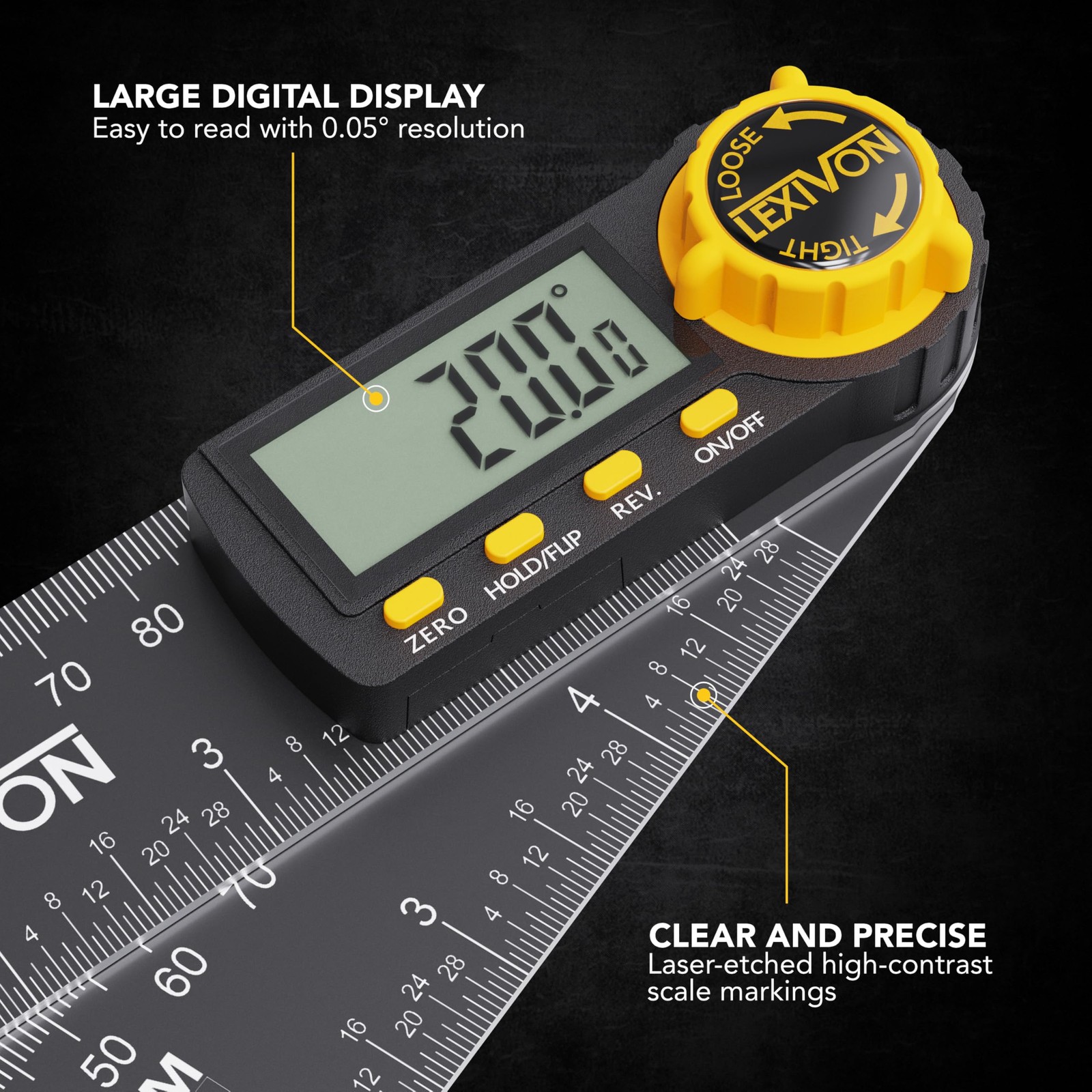 Digital Angle Finder 5 Inch 130mm Protractor High Resolution LCD Measure Tool