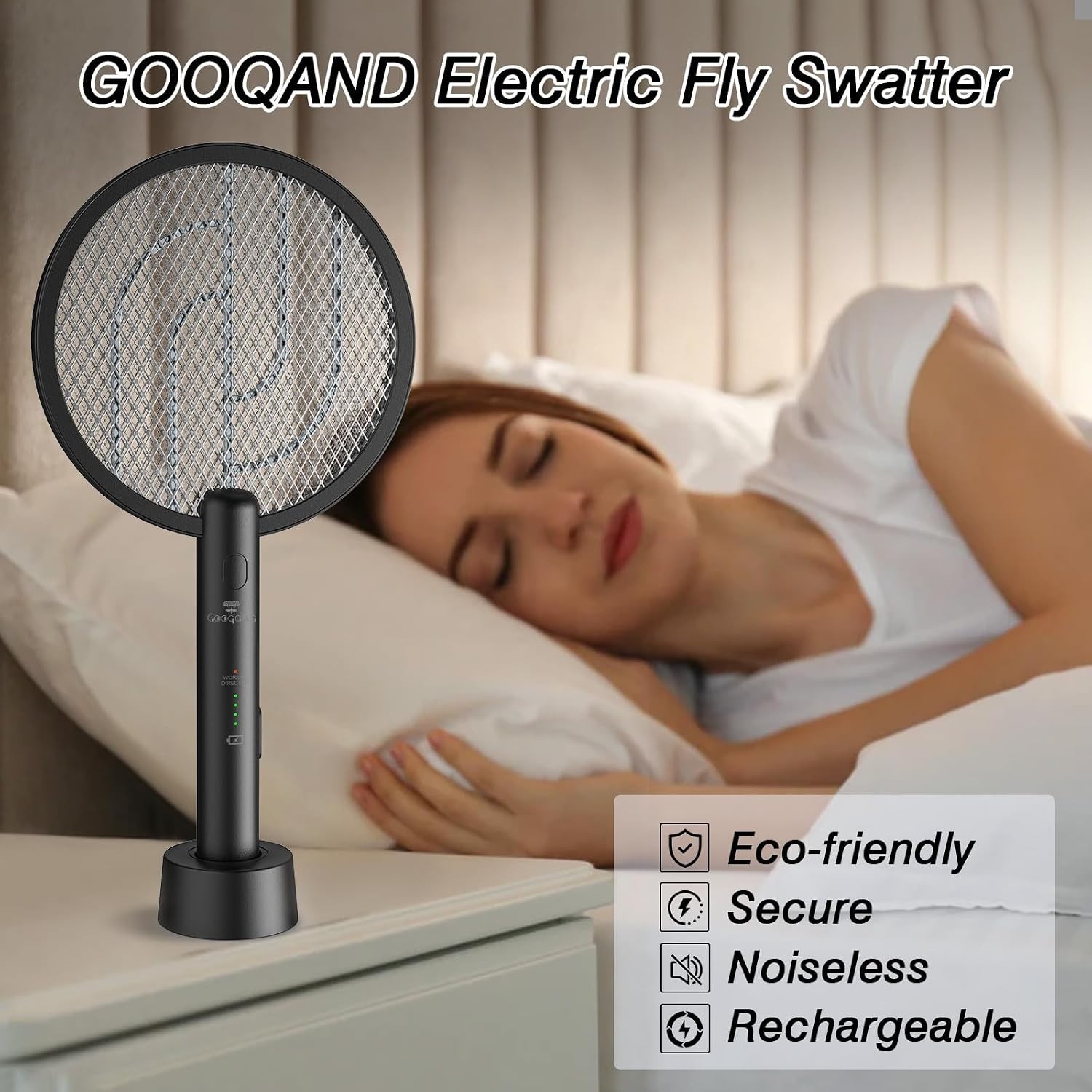 2 Mode Electric Fly Zapper Racket, USB Rechargeable - 2 Pack