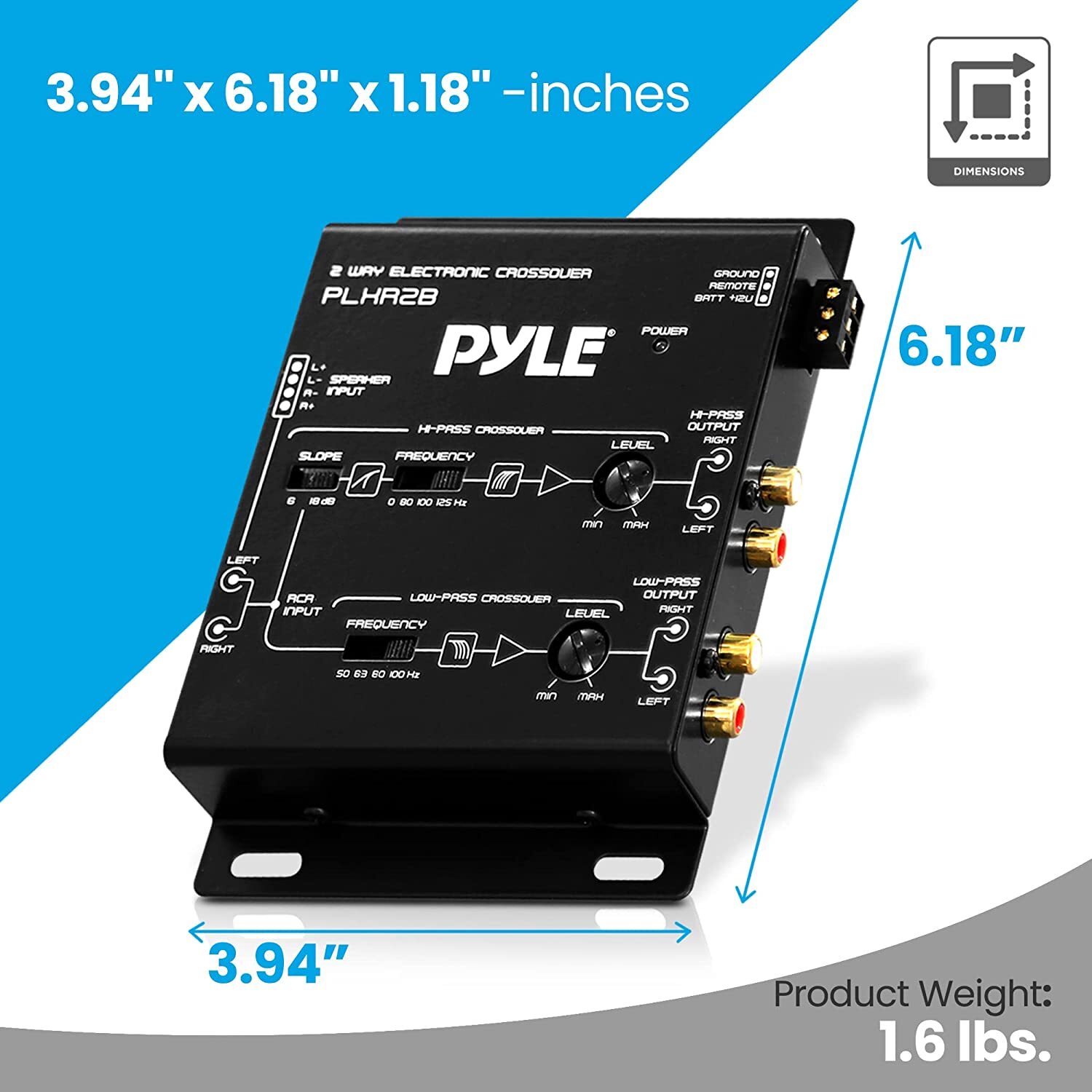 Pyle PLXR2B 2-Way Electronic Audio Crossover