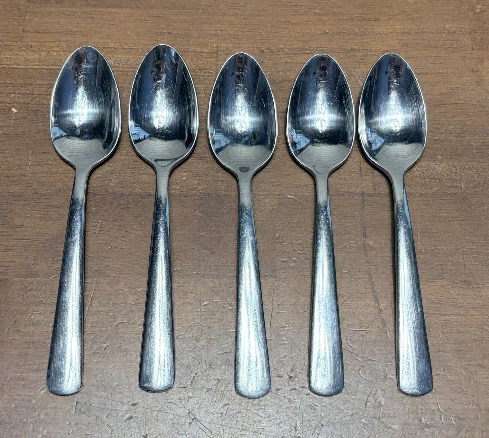 Lot of 5 Oneida Aptitude Stainless Steel Teaspoons