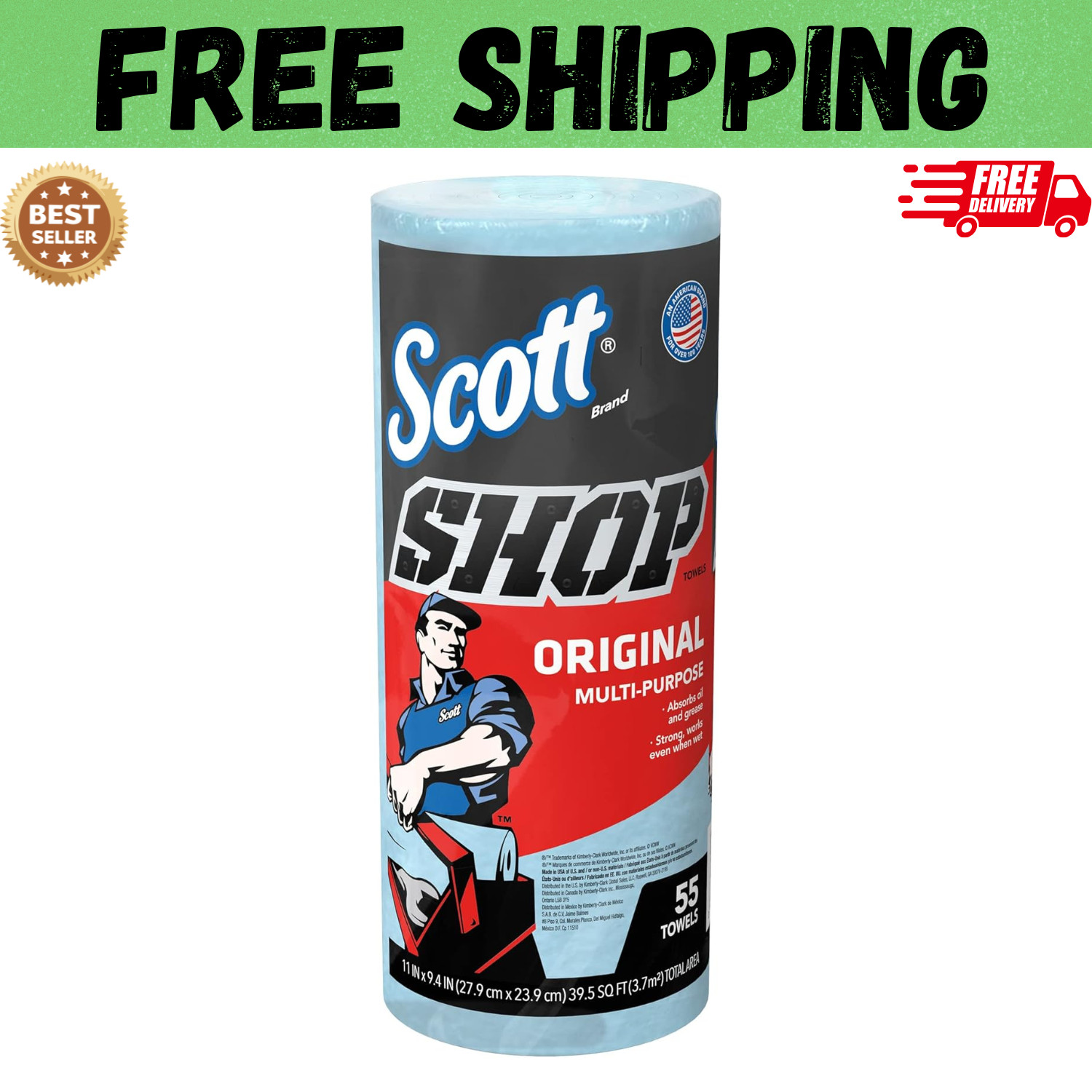 Shop Towels Roll Heavy Duty Paper Towels Absorbent Oil Grease Cleaning