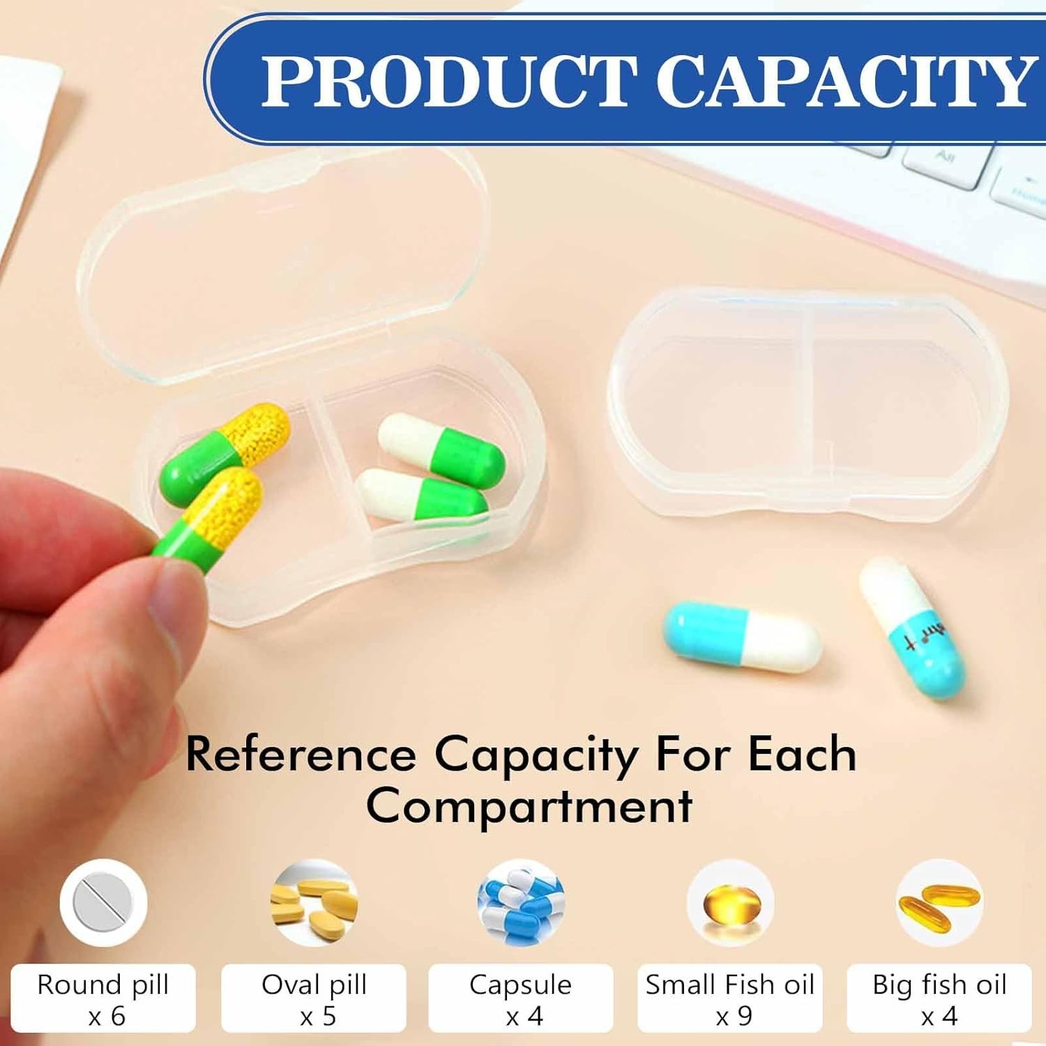 Compact White Mini Pill Case: Portable Organizer for Vitamins and Supplements
