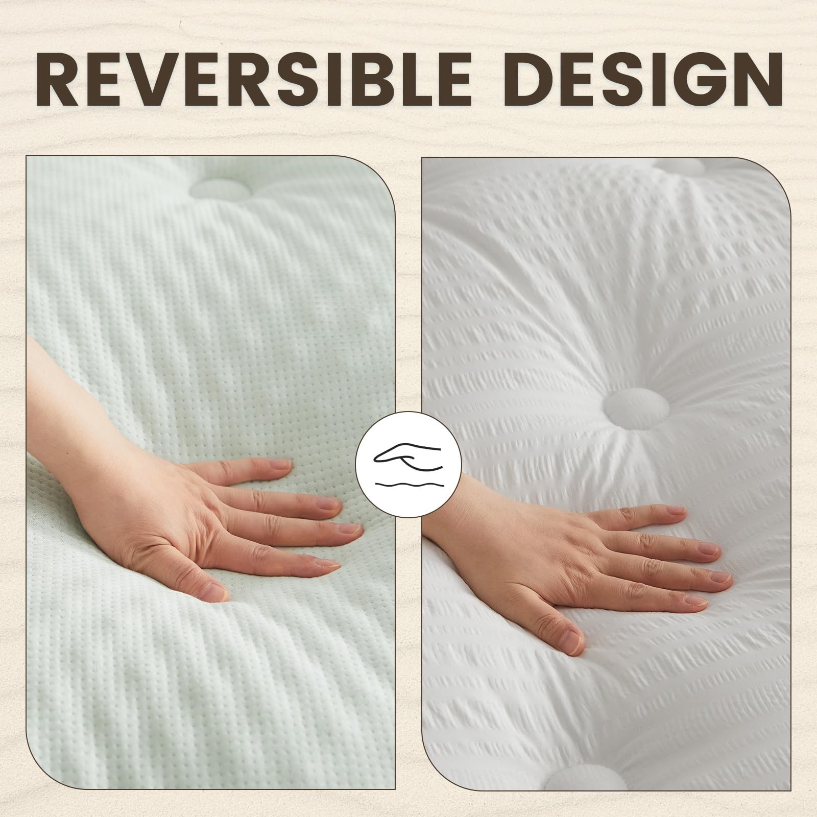 QUIETSEA Reversible Queen Mattress Queen, White - Egg Crate Memory Foam