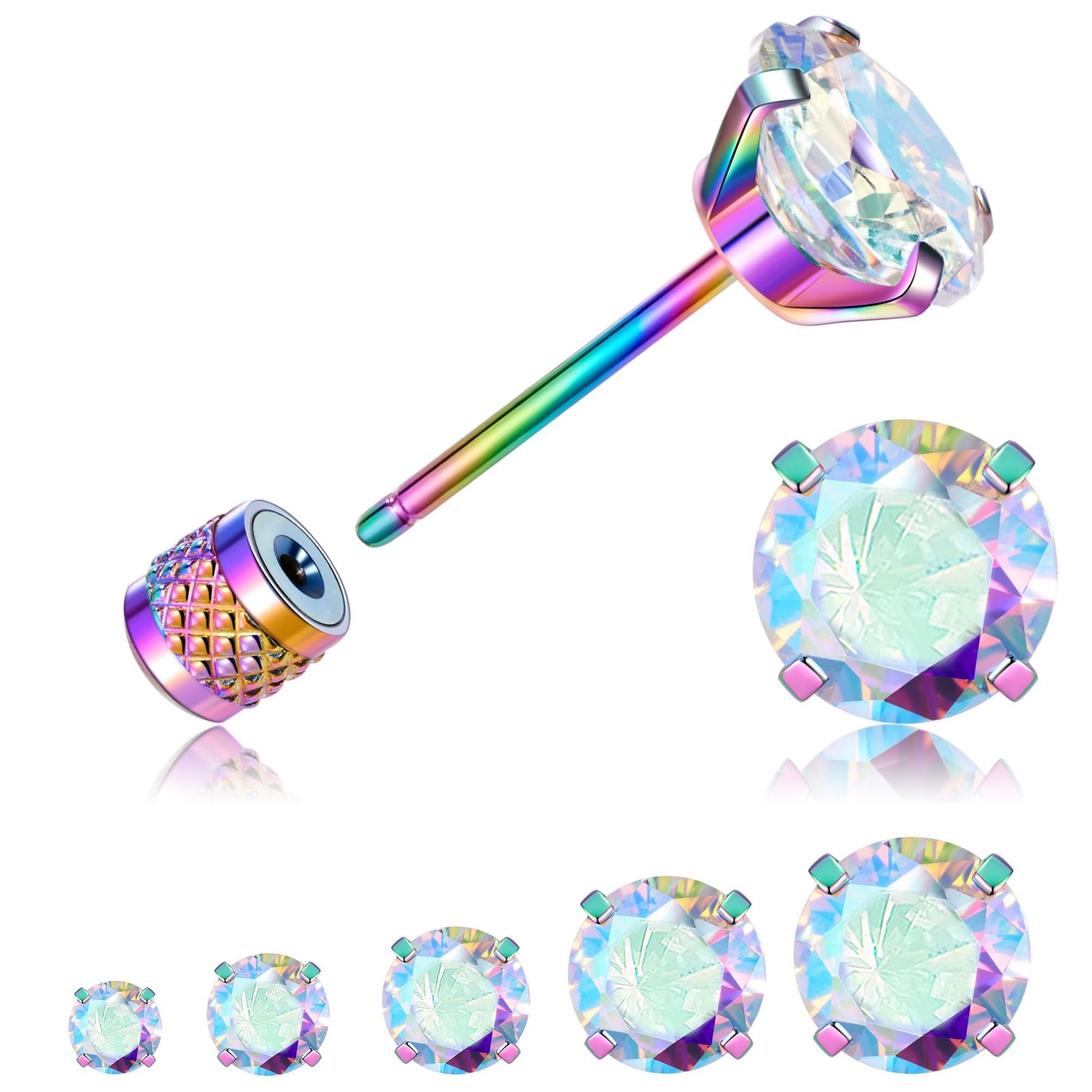 Osayia 316L Surgical Stainless Steel Threadless Flat Back Earrings 2-6mm Hypo...