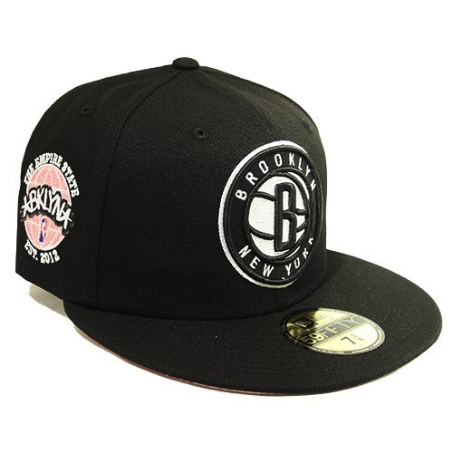 New Era Brooklyn Nets 59Fifty Fitted Hat NBA City Nick Name Pink Under Brim Cap