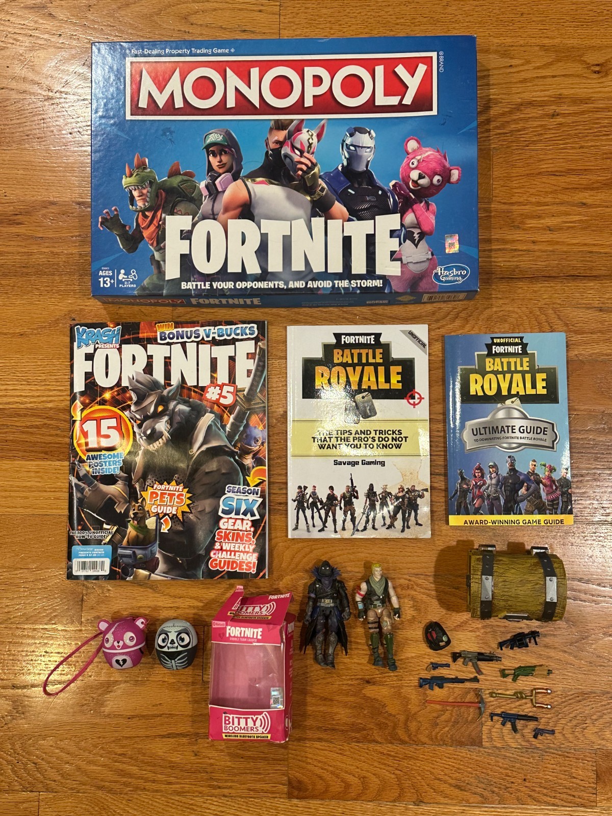 Lot of Fortnite Toys & Memorabilia Monopoly Figurines Speakers & Books