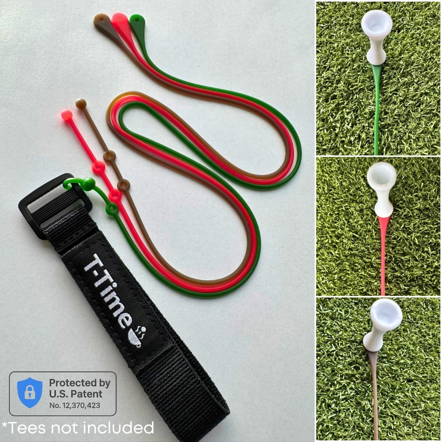 T-Time® Golf Tee Anchor Leash for Driving Range & Simulator Practice, New 2