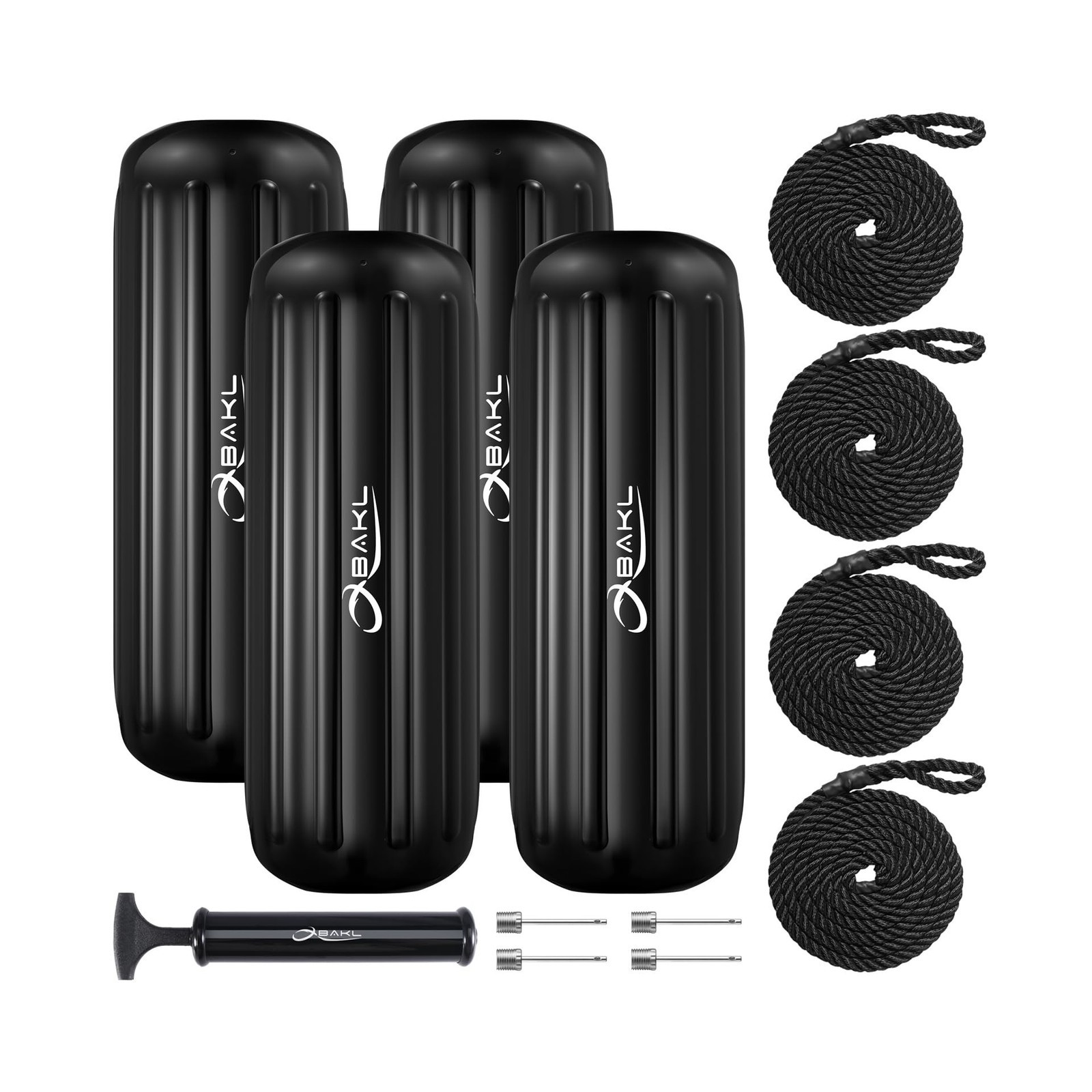 Boat Fenders 4 Pack 10 x 28 Inches Ribbed Center Hole Boat Fenders Bumpers fo...