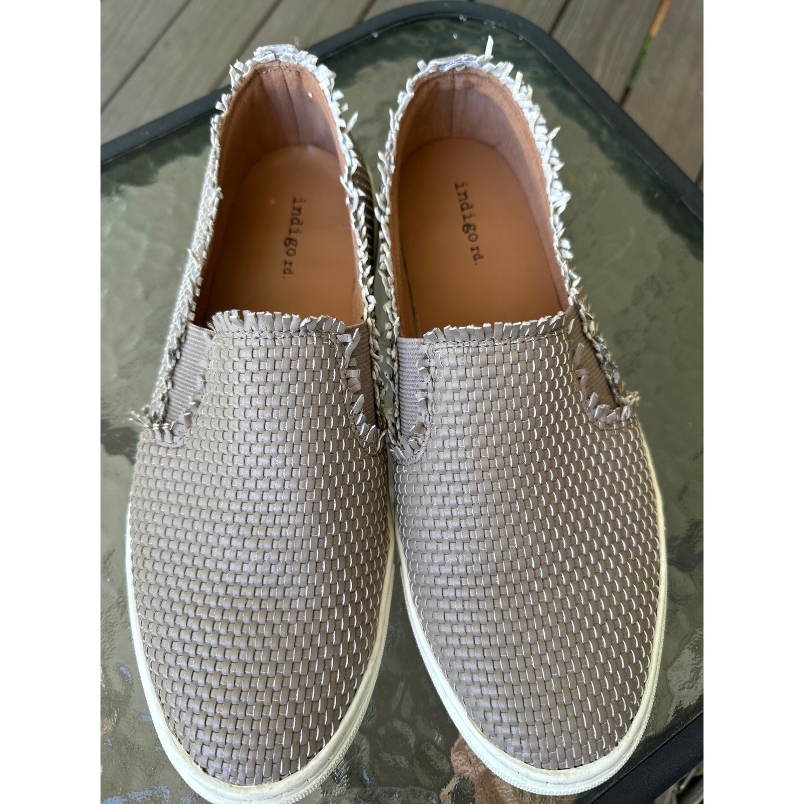 Indigo Rd. Woven Slip On Sneakers Casual Frayed Trim Shoes Woman's Size 9.5M