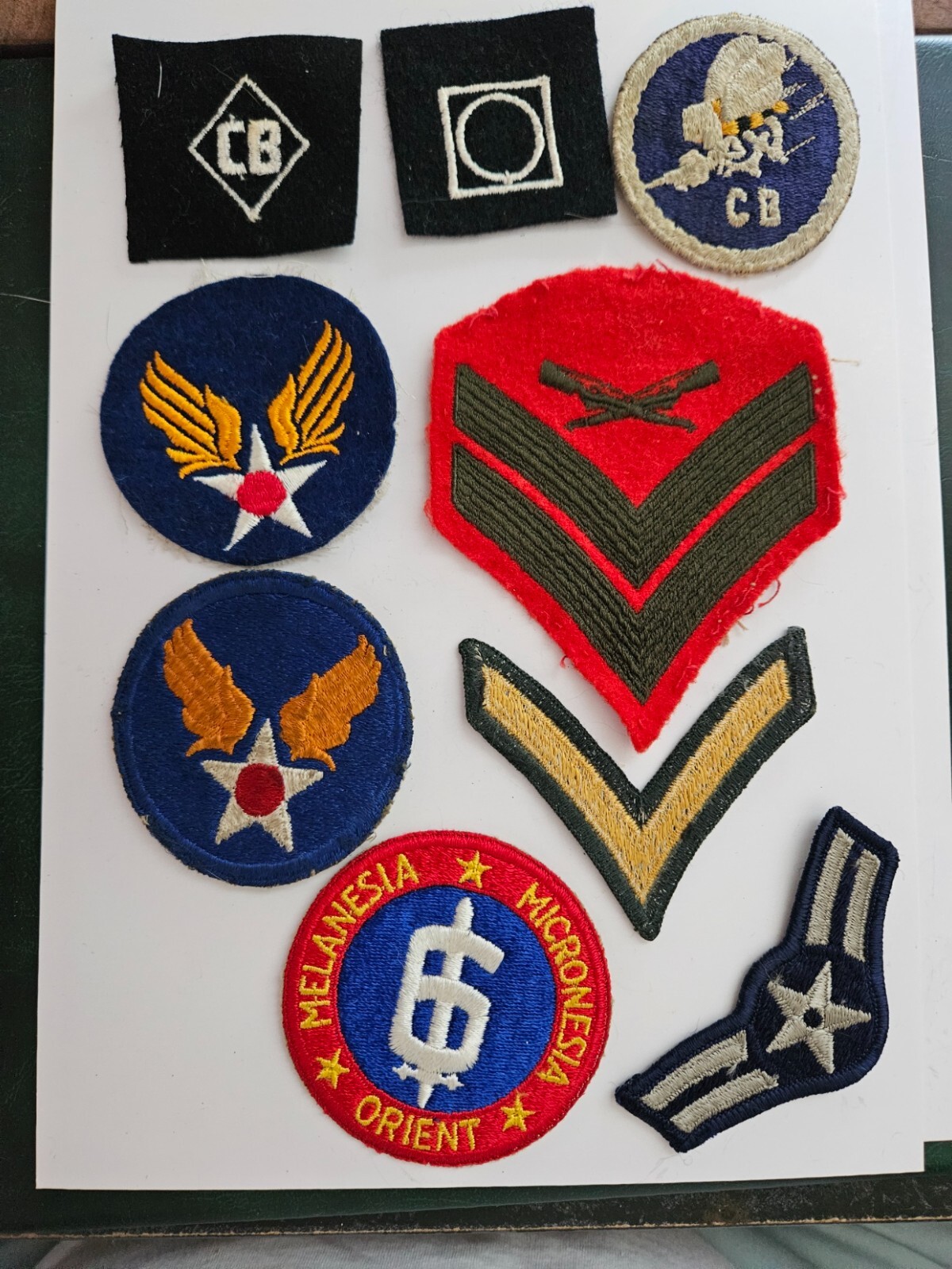 WWII Patch Lot Seabees 6th Marine Division USAAF Army Air Force USMC Chevrons