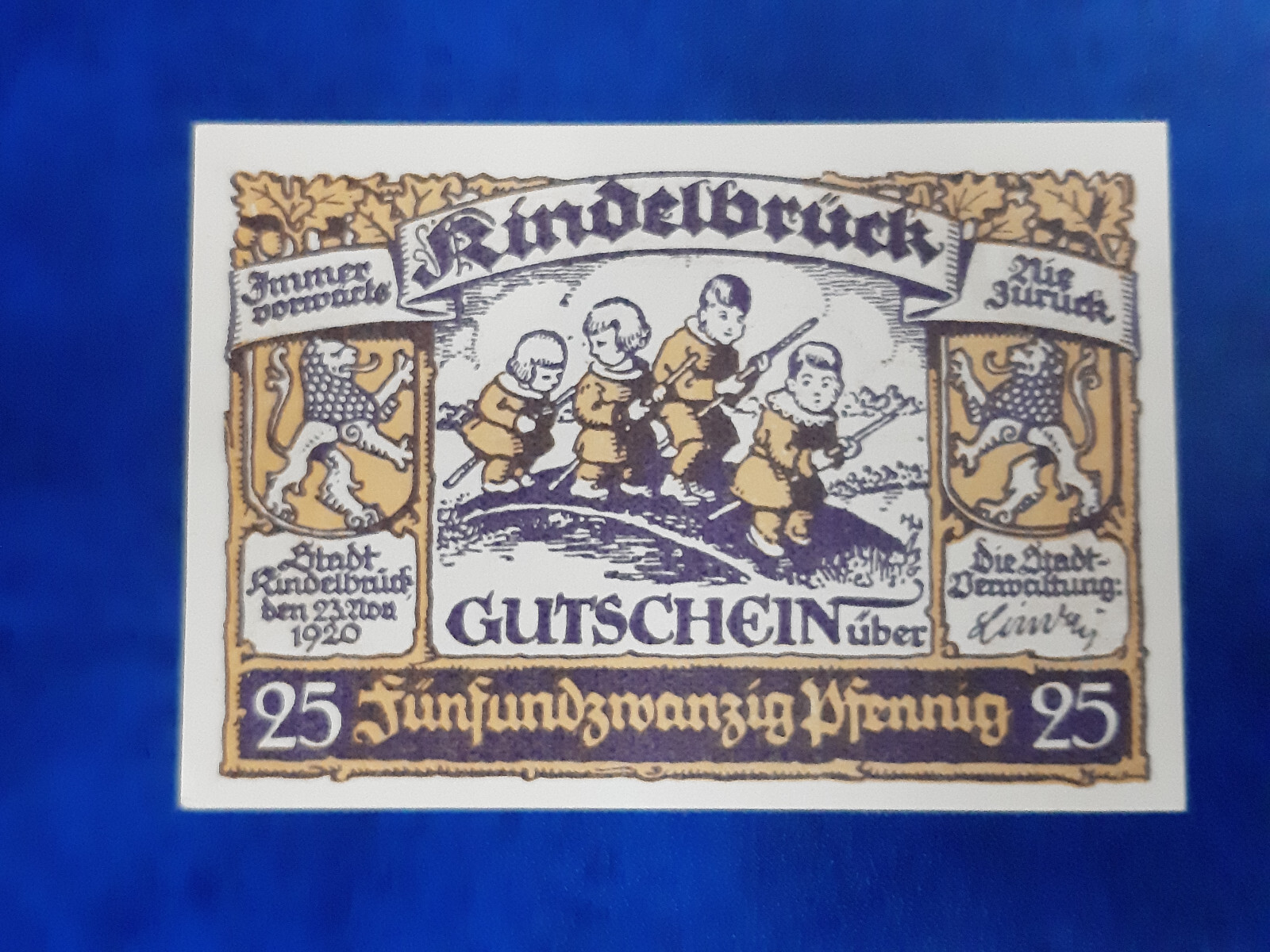 KINDELBRÜCK NOTGELD 25 PFFENIG 1920 EMERGENCY MONEY GERMANY BANKNOTE (23250)