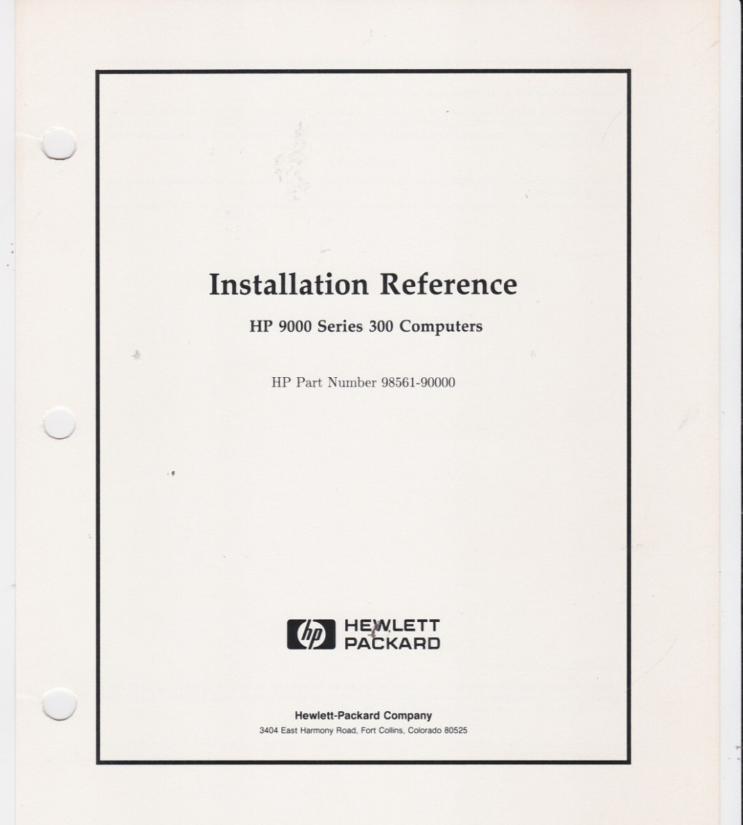 HP Series 300 system Installation 98561A/B Service Handbook