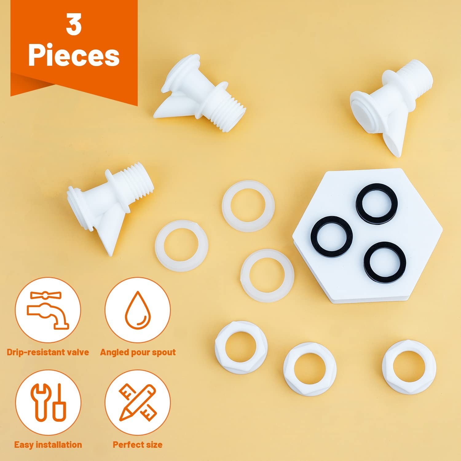 3 Pack Push Button Cooler Spigot Replacement for Igloo 2-10 Gallon Water Cooler