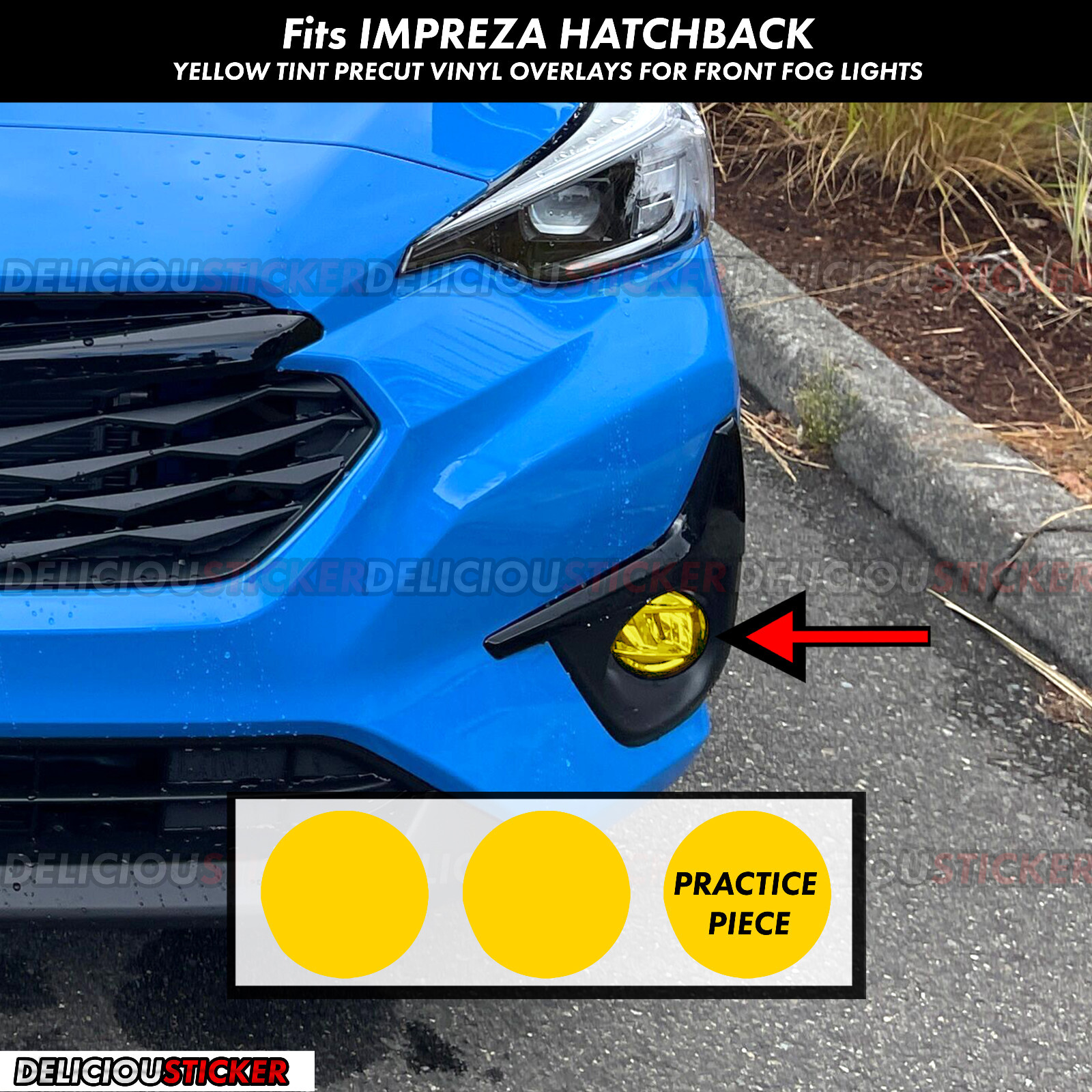 For 2024-2026 Subaru Impreza YELLOW Fog light Decals Overlay Tint Vinyl Front
