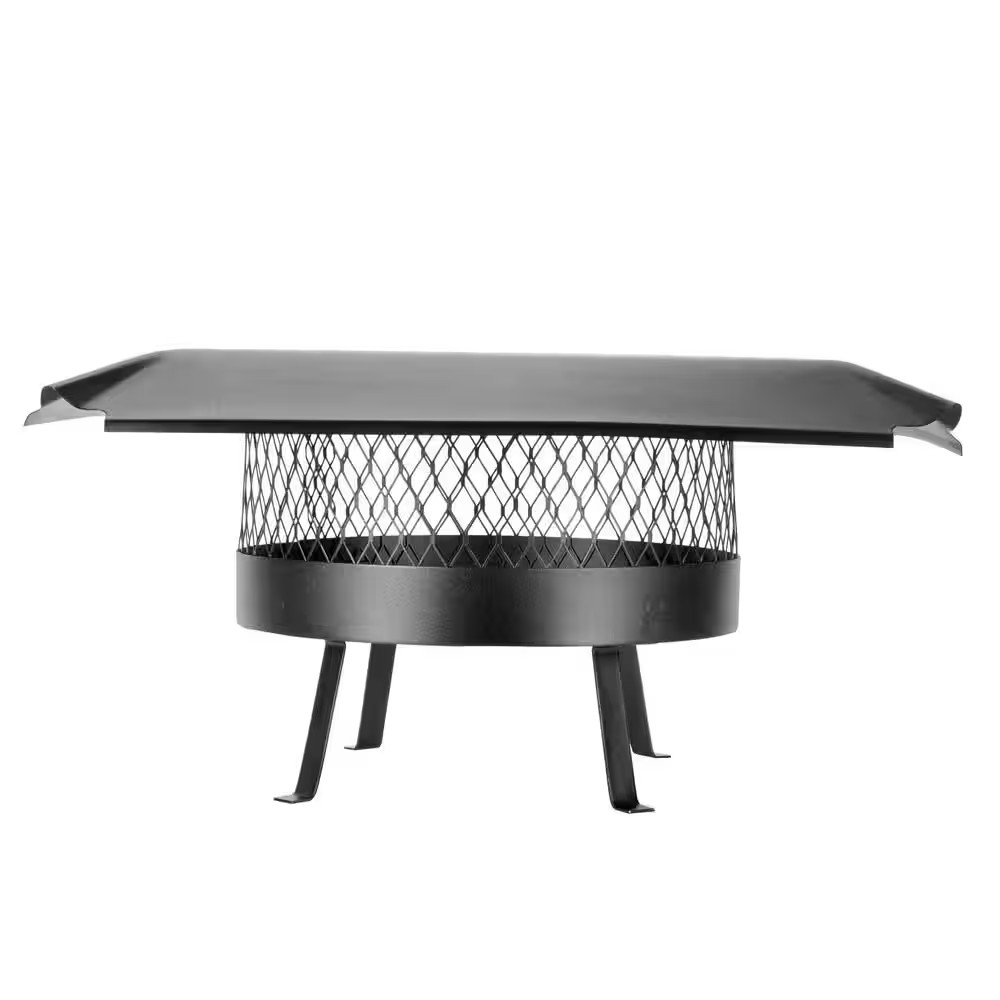 16 In. round Slip-In Welded Leg Single Flue Chimney Cap in Black Galvanized Stee