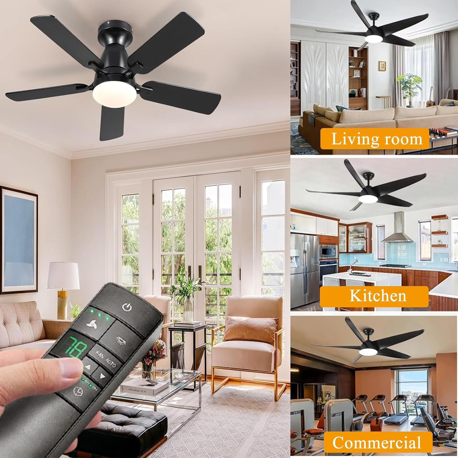 HD3 Ceiling Fan Remote Control Replacement for Hampton Bay Home Black