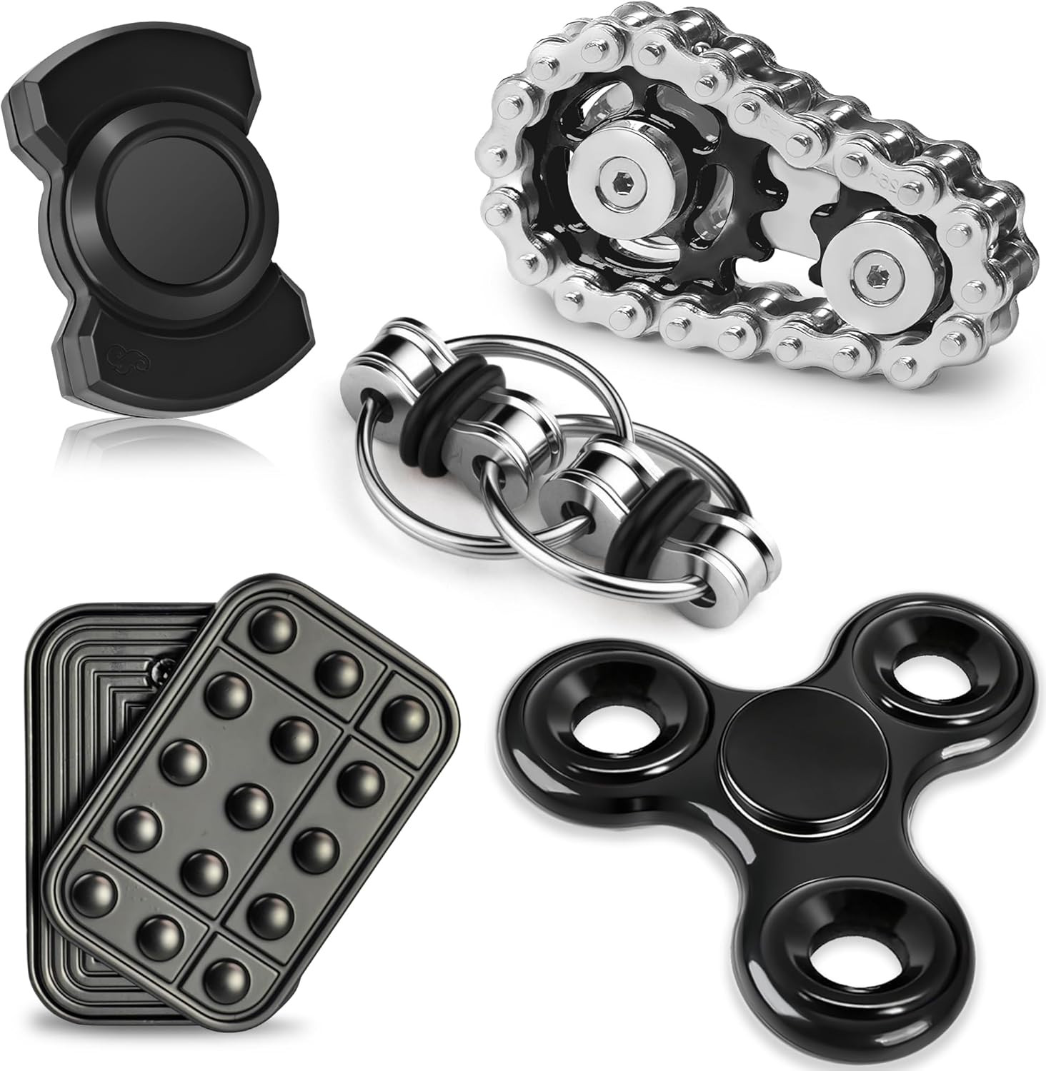 5 Pcs Fidget Toys Adults & Teen Metal Fidgets Spinner Magnetic Slider Cool Gadge