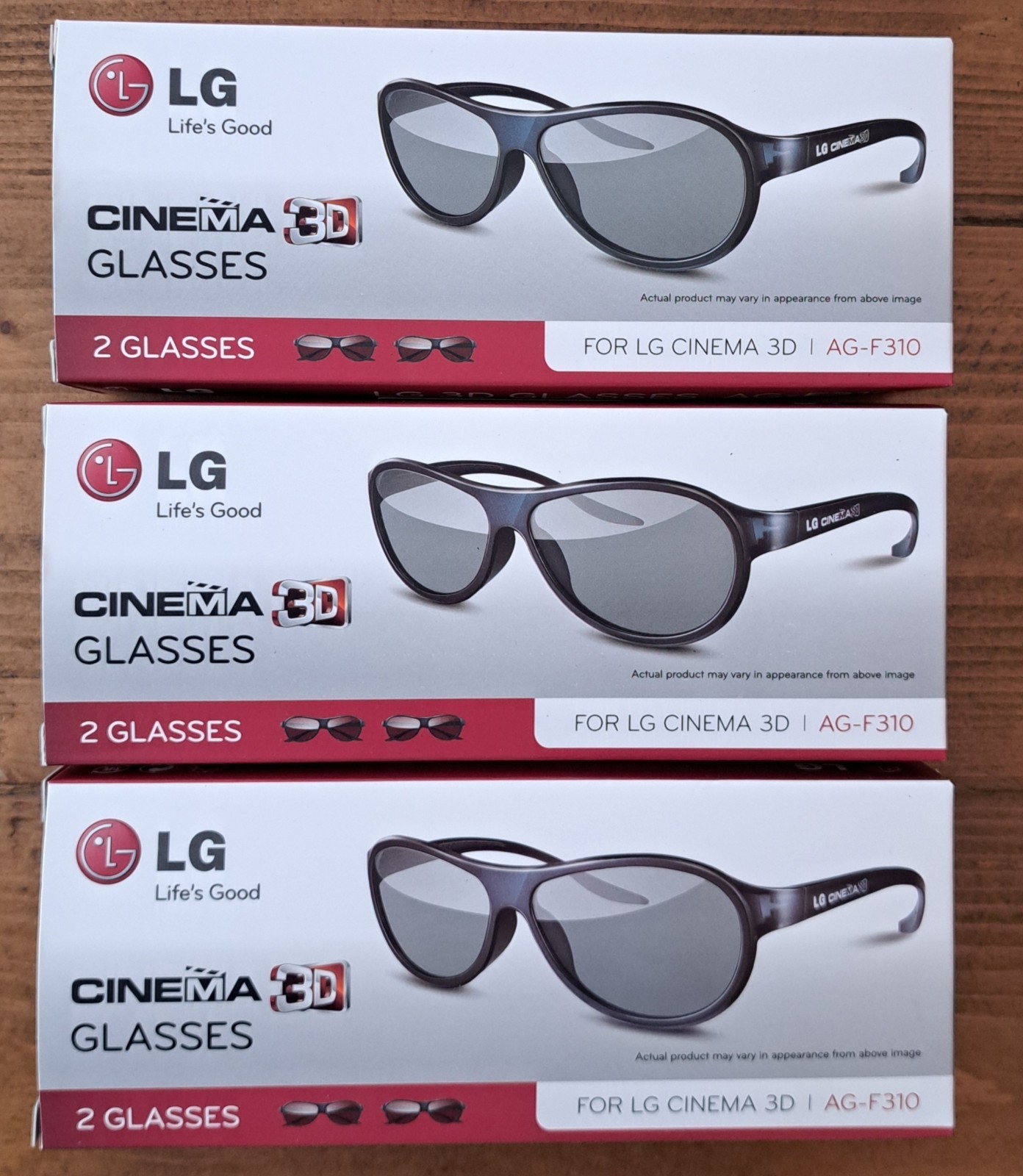 NEW LG Cinema 3D Glasses AG-F310 2 Pairs per Box 3 Boxes 6 Glasses Total
