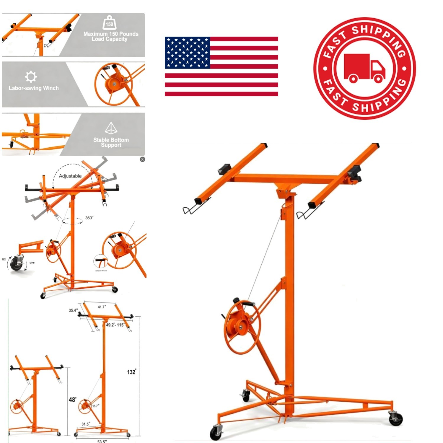 Heavy Duty Sheetrock Lift with 150 Pounds Capacity Ideal for DIY and Contractors