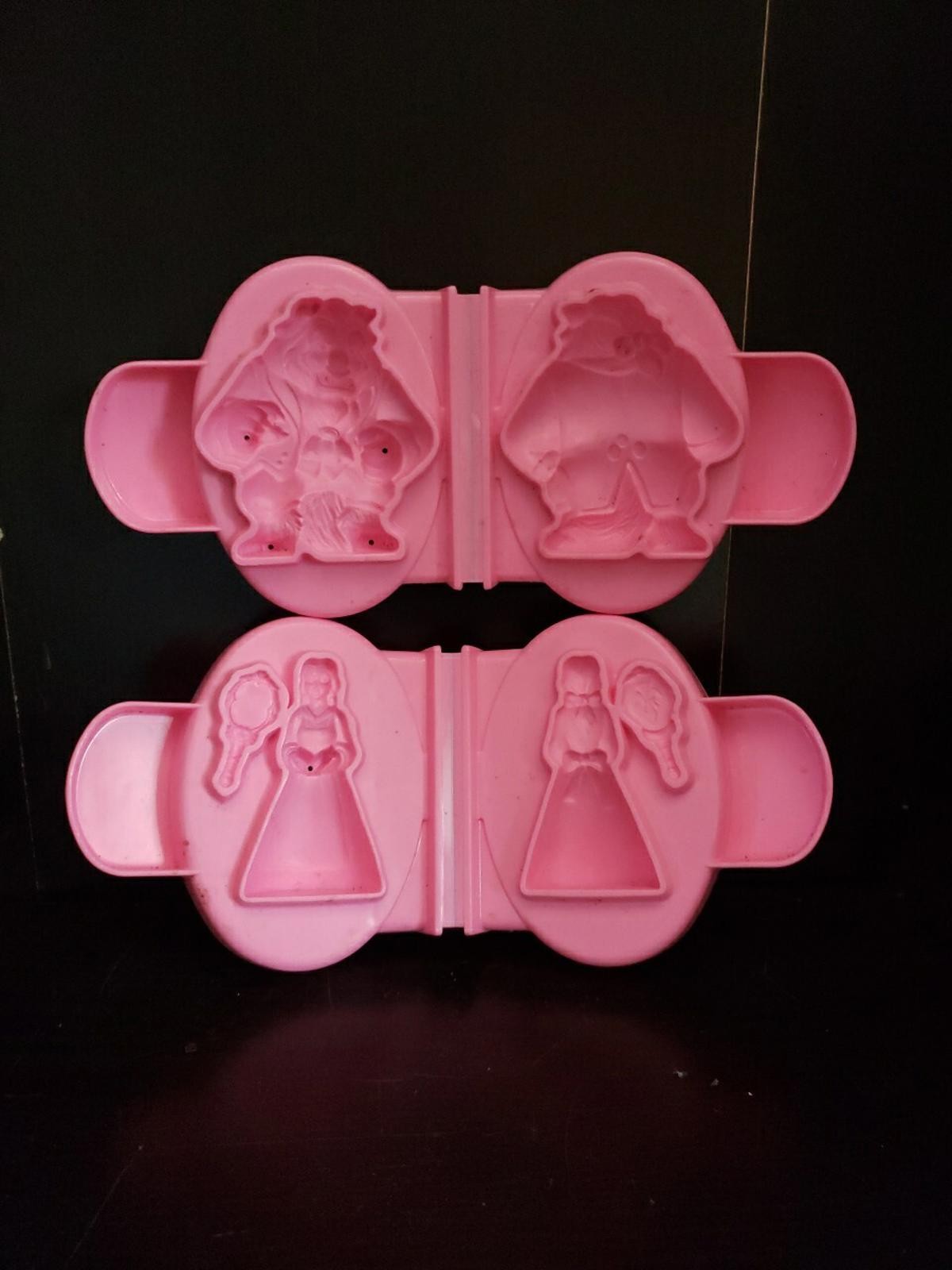 2 VINTAGE Beauty & the Beast Play-Doh Mold Disney Molding, Clay Puddy ~ Trl4#333
