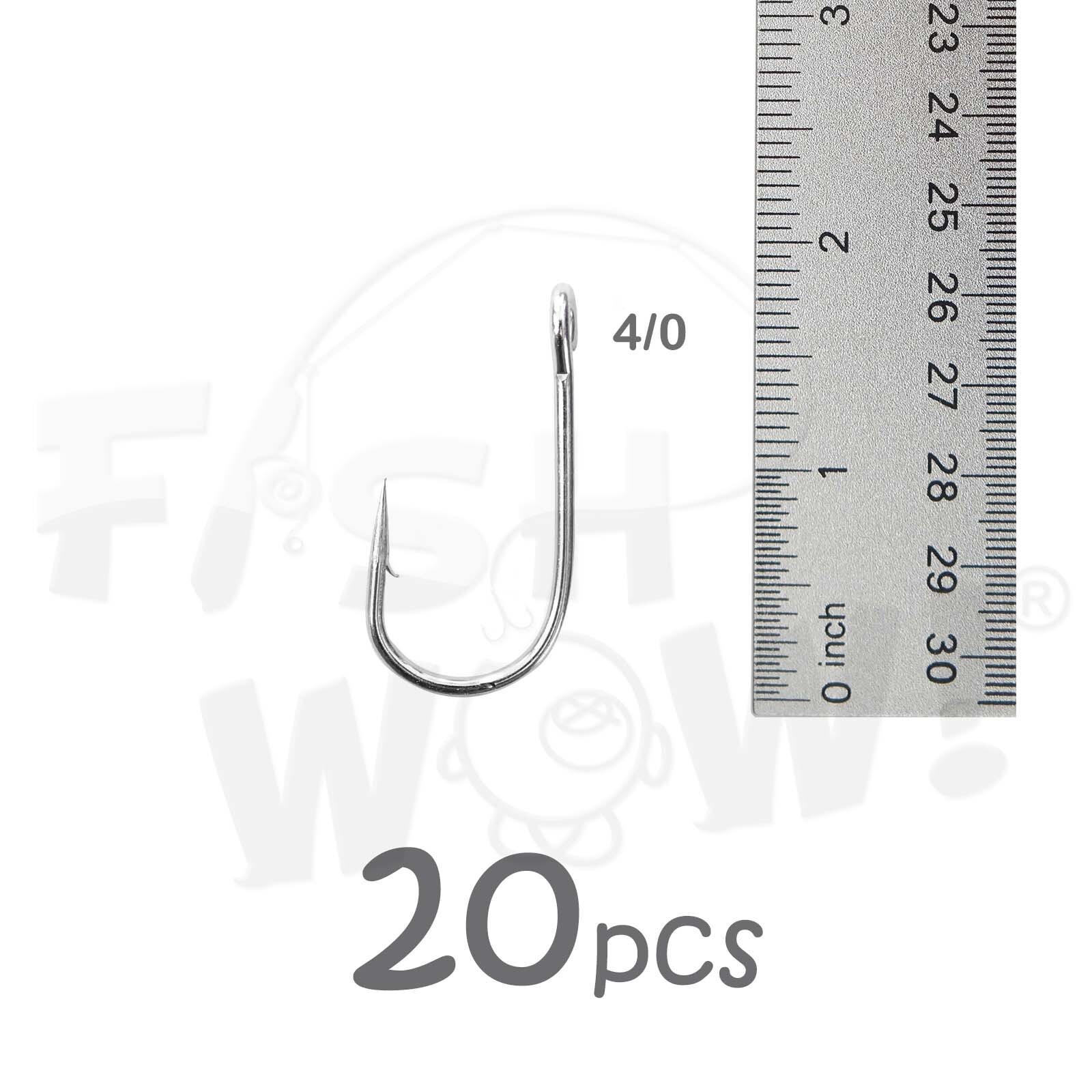 20pcs Fish WOW!® Size 4/0 Fishing 6X strong Siwash hook with open eye @US
