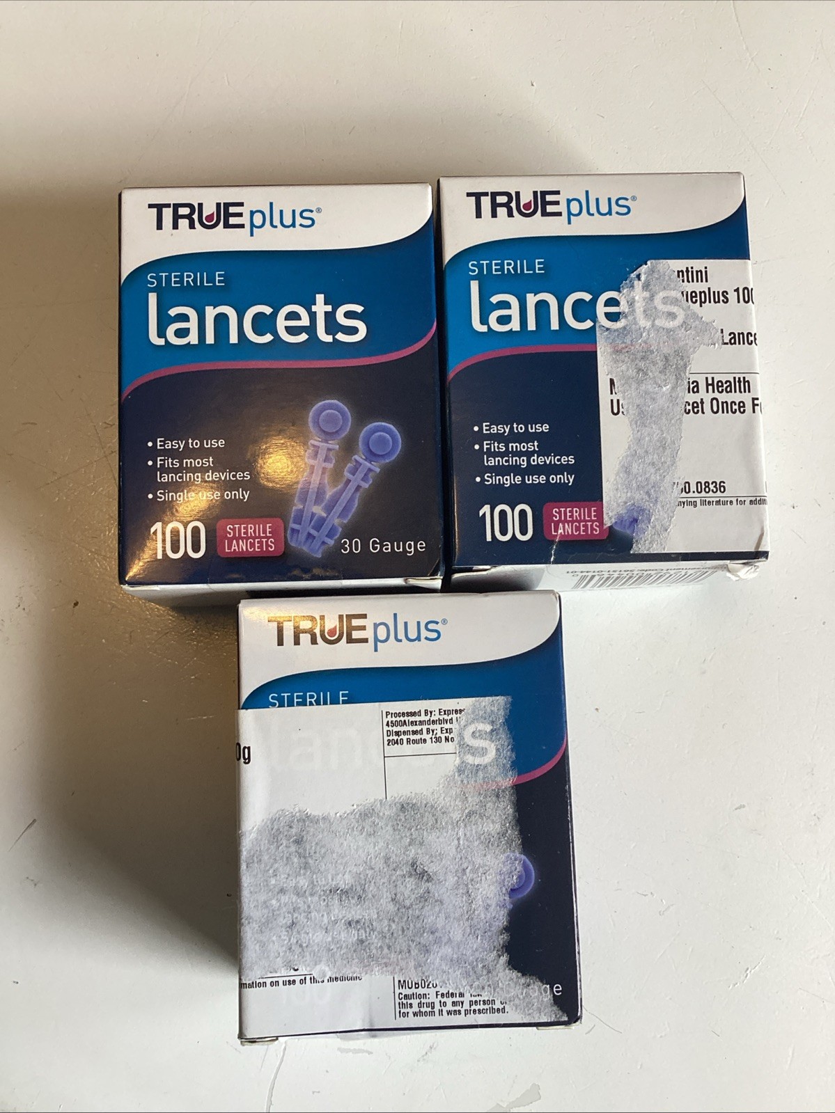 True Plus 30 Guage Lancets Lot  of 3 Boxes of 100 For Total 300