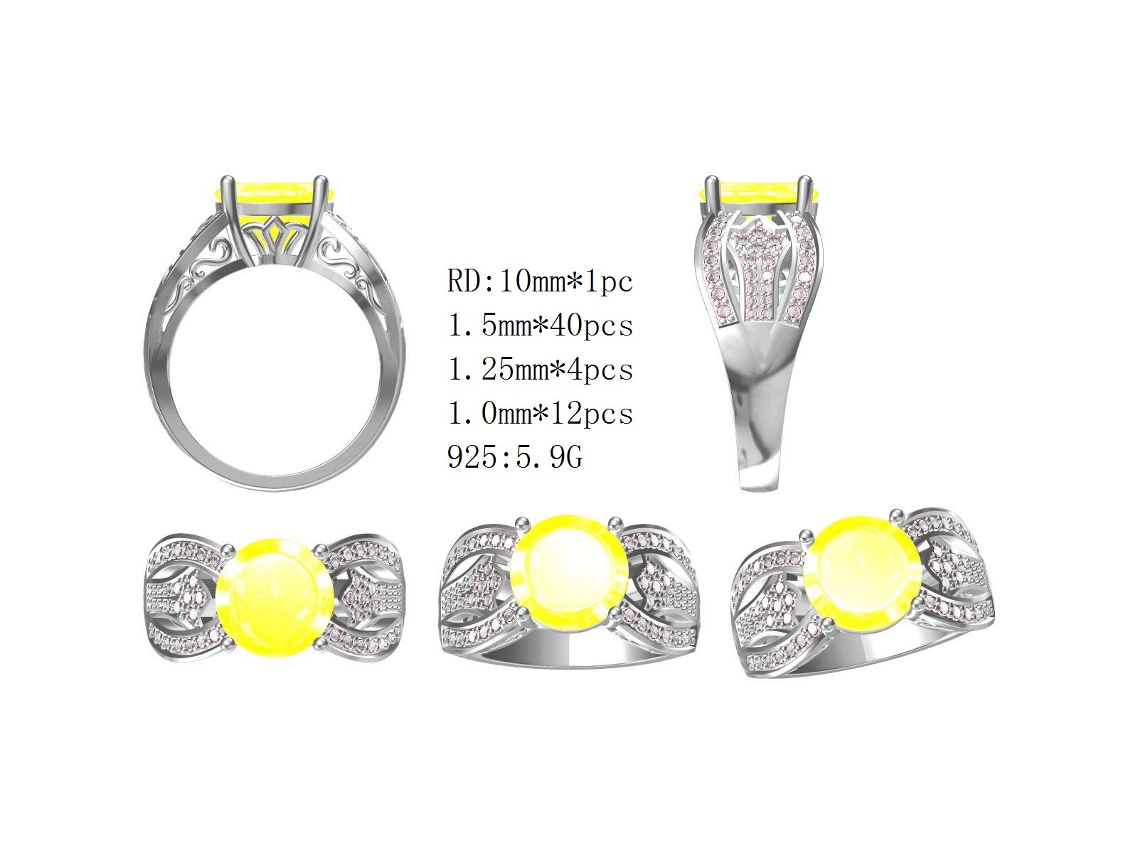 Sterling Silver Semi Mount Ring Setting Round RD 10x10mm