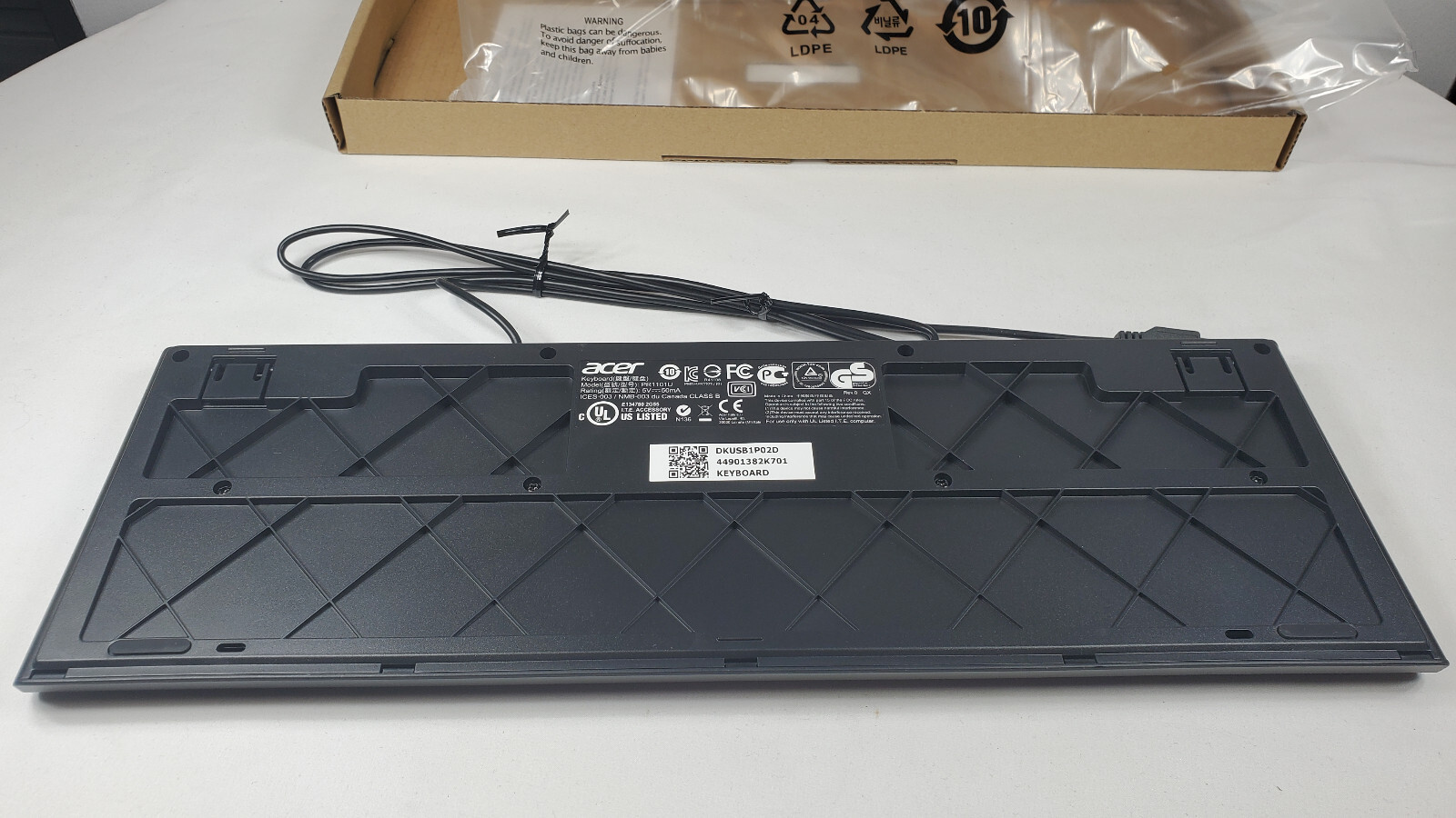 Acer Keyboard Wired USB Black PR1101U - New